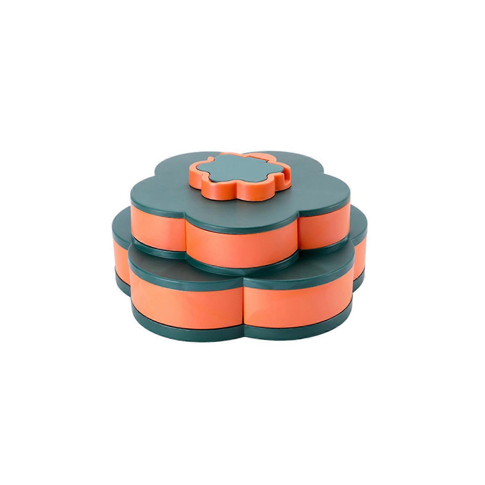 1/2/3 Tier Rotatable Dried Fruit Storage Box with Lid and Handle Portable Snacks Organization for Chocolate Candy Multicolor