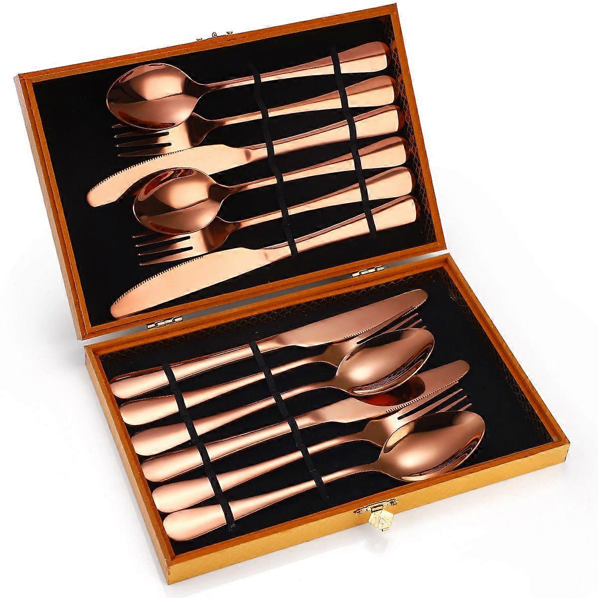 Astiasto ruostumattomasta teräksestä 1010 Veitsi, haarukka ja lusikka Puinen laatikko 12-osainen setti 16-osainen setti 24-osainen setti 36-osainen setti