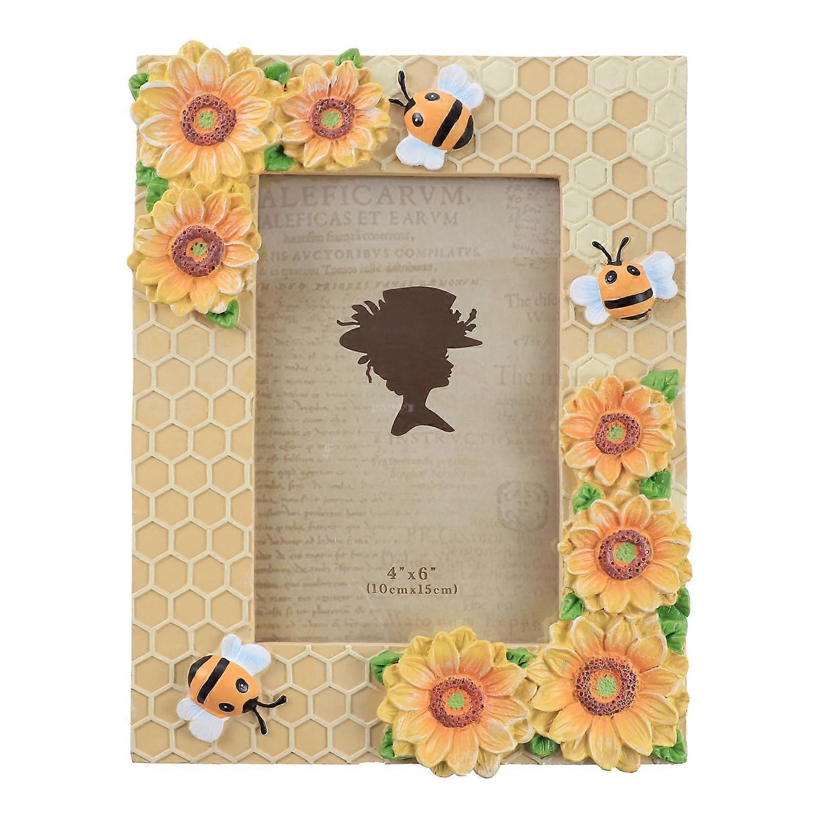 4x6 Inches Sunflower and Bee Pattern Resin Photo Frame