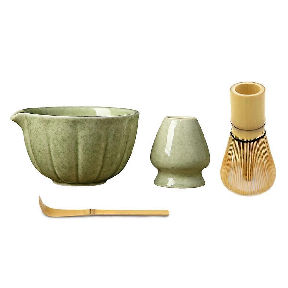 Match Bowl with Spout and Whisk, Matcha Scoop Matcha Chasen Holder- 4pc Perfect Matcha Kit for Matc