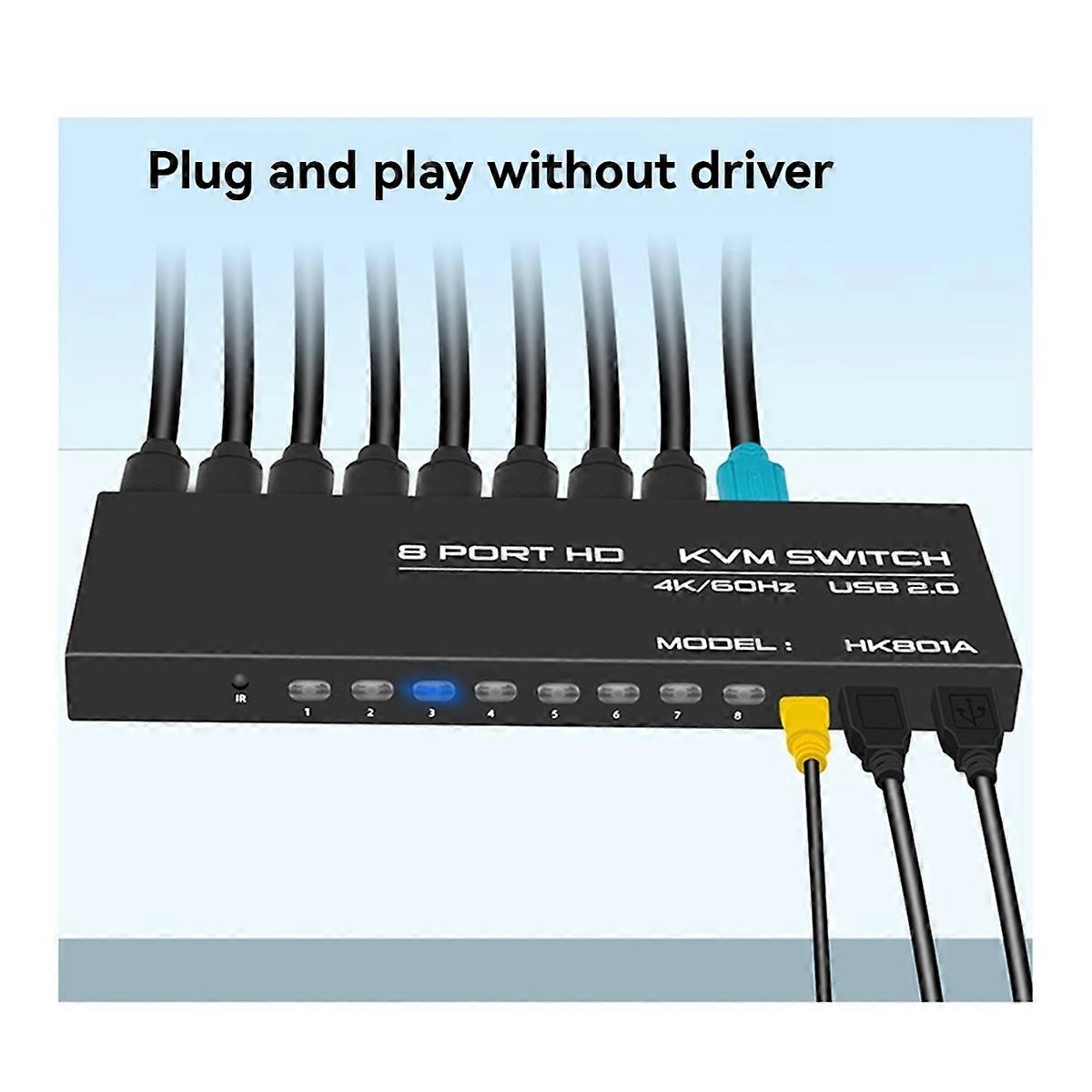 4K HD Out 1080P Full HD Audio Video Distributor Converter 8 Hosts Share One Set of Keyboard Mouse Monitor
