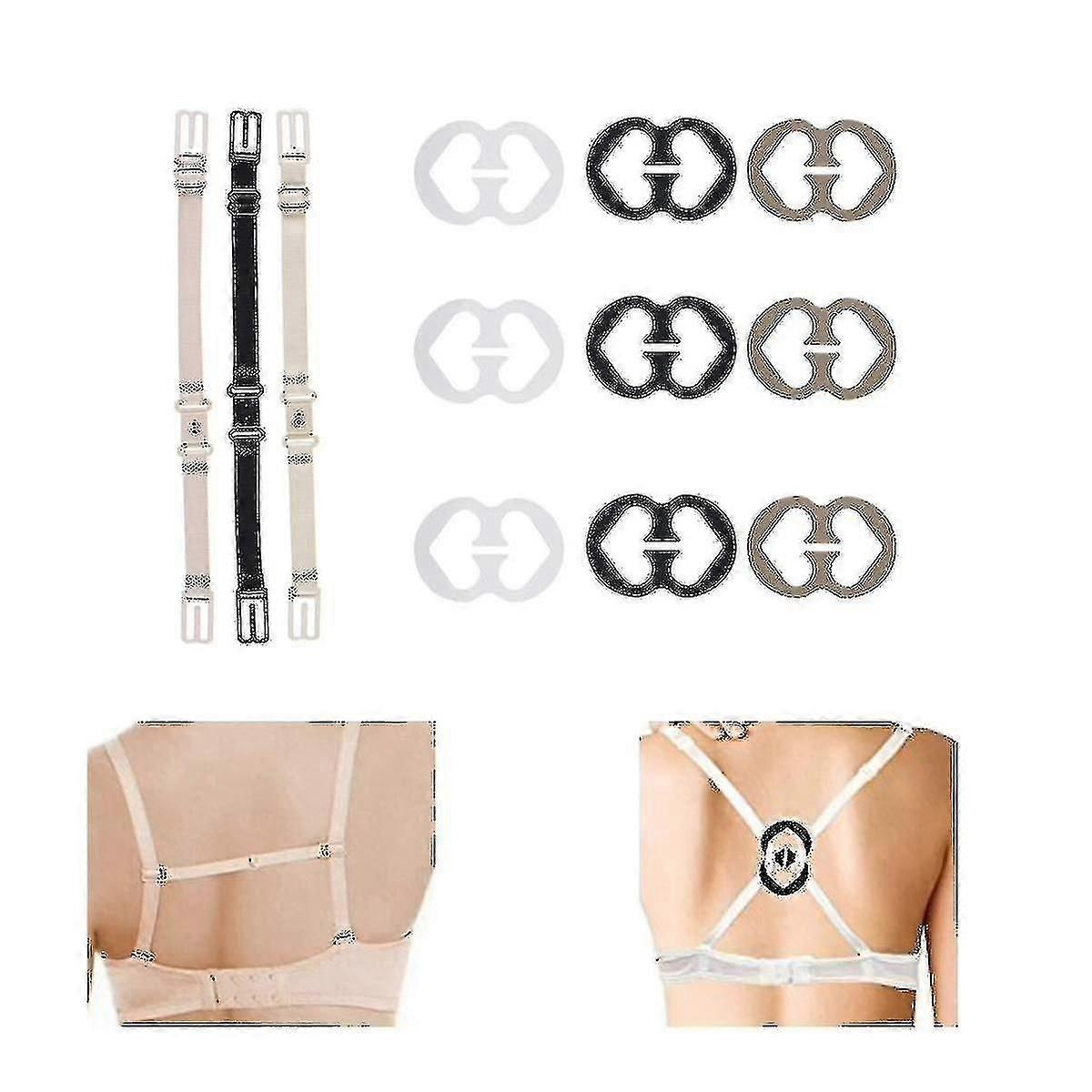 12 Pcs Non-slip Bra Straps Elastic Adjustable Holder With Bra Clips