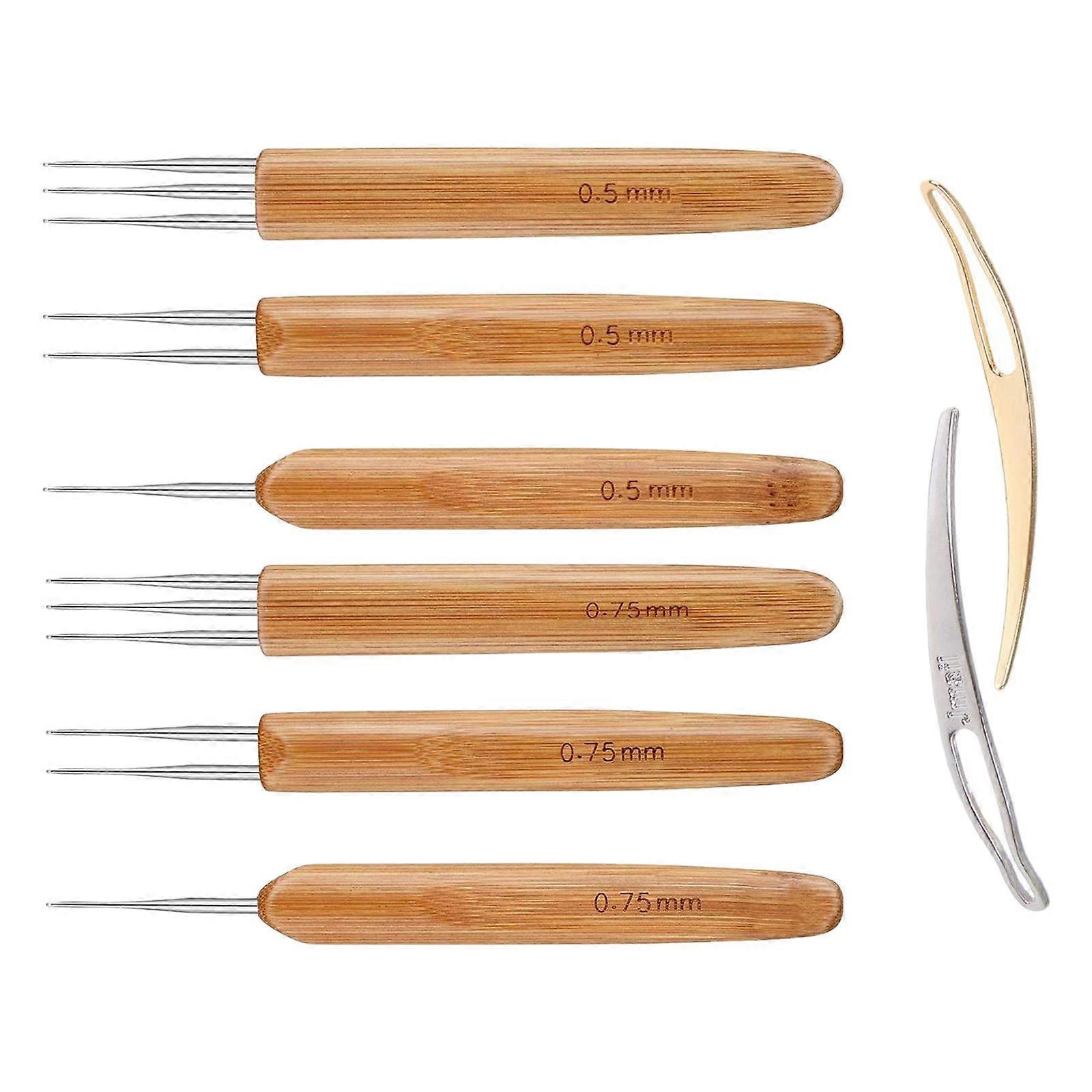 8 قطع الخيزران مقبض الكروشيه Dreadlock هوك إبرة أداة تجديل الشعر