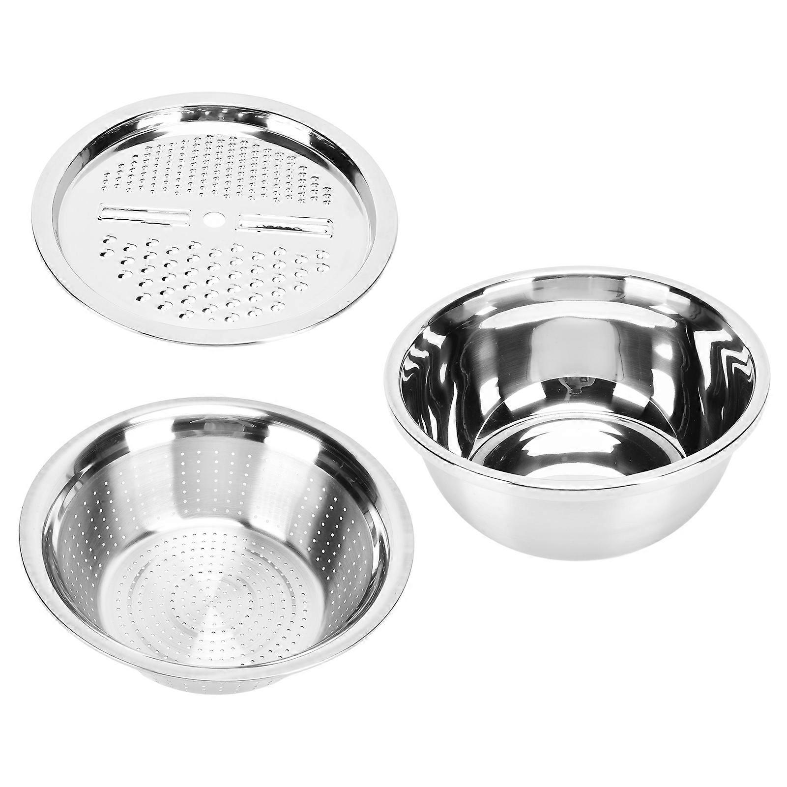 304 Stainless Steel Drain Basin 3-In-1 Vegetable Cutter and Kneading Basin for Kitchen Multi-Function Prep Tool