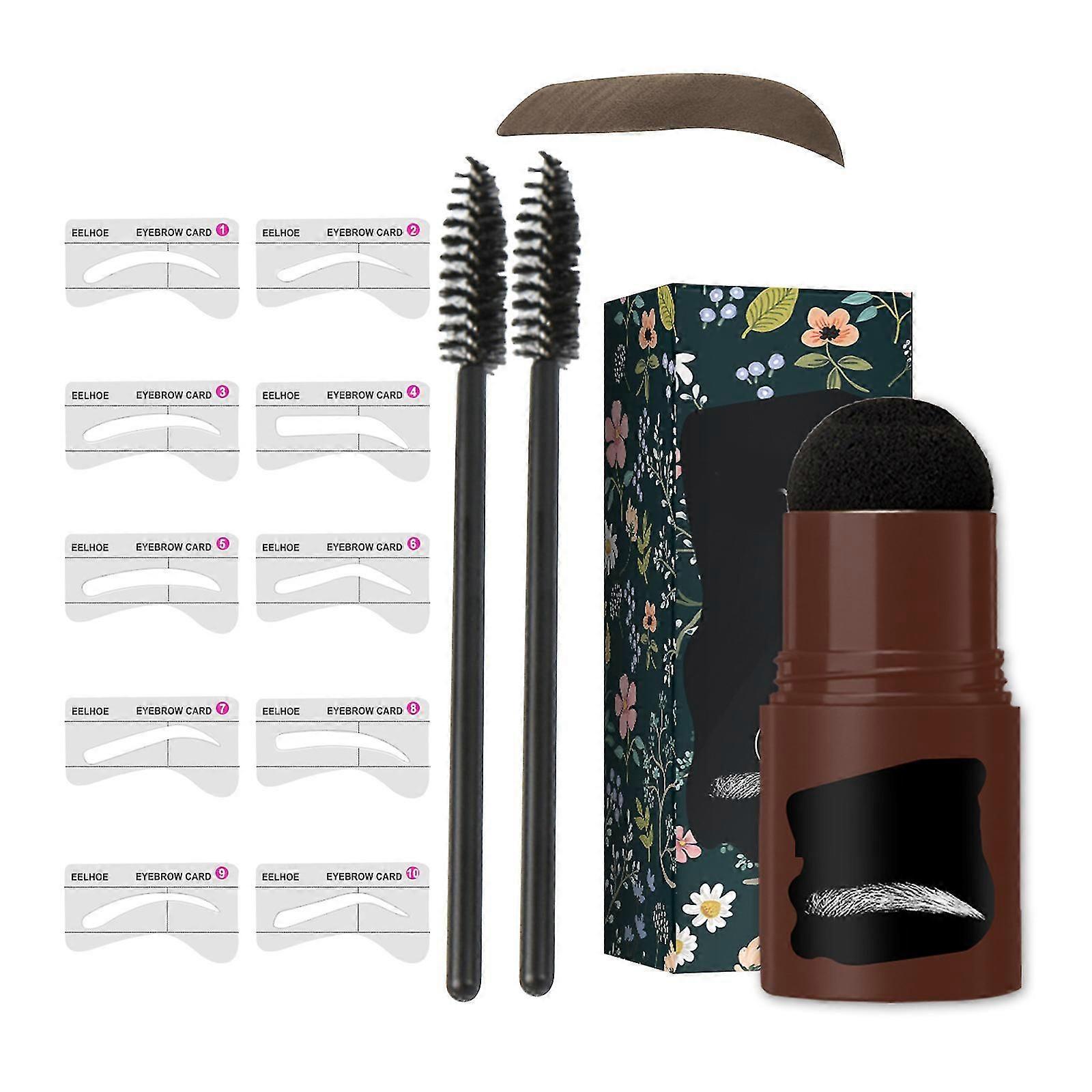 Brow Stamp Shaping Kit Reusable Makeup eyebrow Powder Stencil Portable Waterproof Cosmetic Set