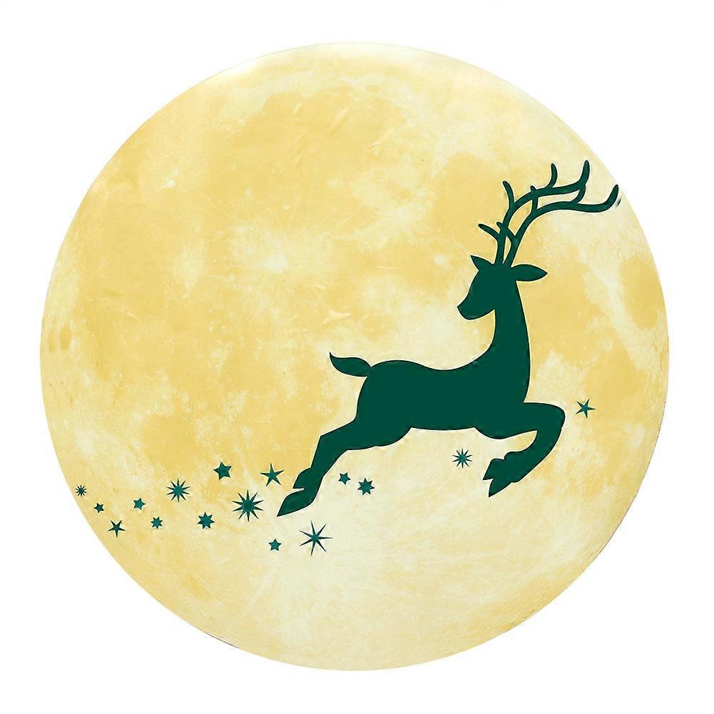 Luminous Moon Shape Glowing Wall Sticker 30cm Deer Theme Christmas Decor Indoor Wall Art