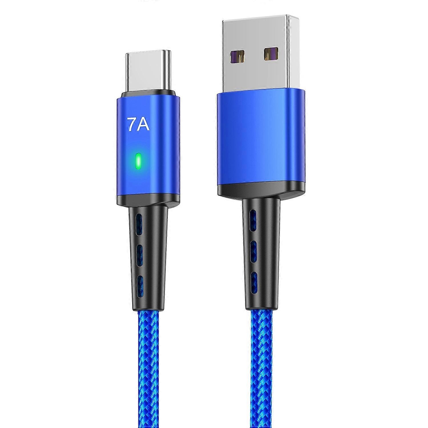 USLION US0188 USB-A to USB-C Charging Cable 1m Braided Data Cord-Blue