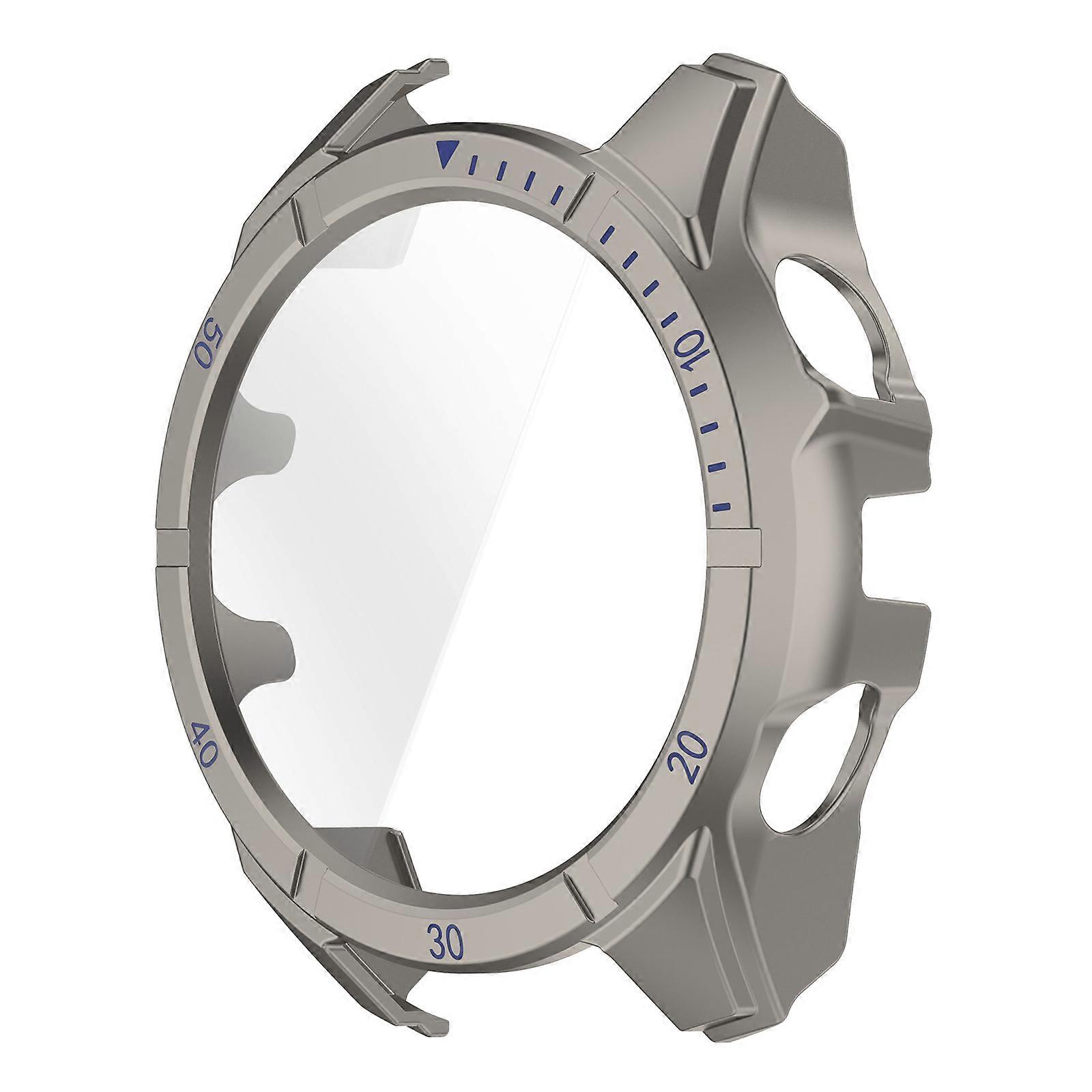 Antiscratch Housing Full Coverage Protective Case+Screen Protector for 8 51/47/43mm Cover PC Glass Film Smartwatch Shell  titanium steel blue