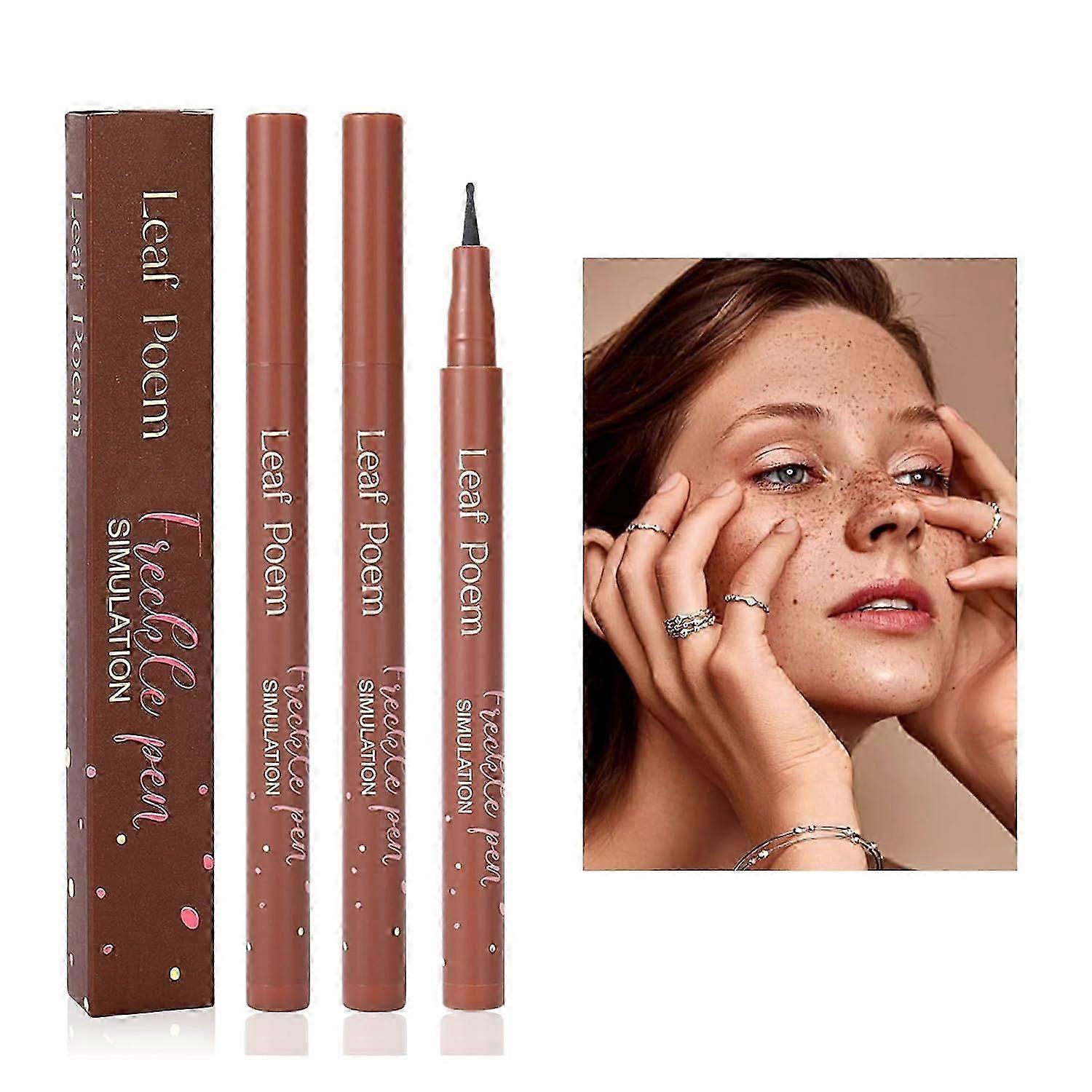 Freckle Pen, 2Pcs Fake Freckles Pen for Natural Sunkissed Makeup, Lifelike Freckle Makeup Pen Waterproof and Long Lasting, Soft Sopt Freckle Pen