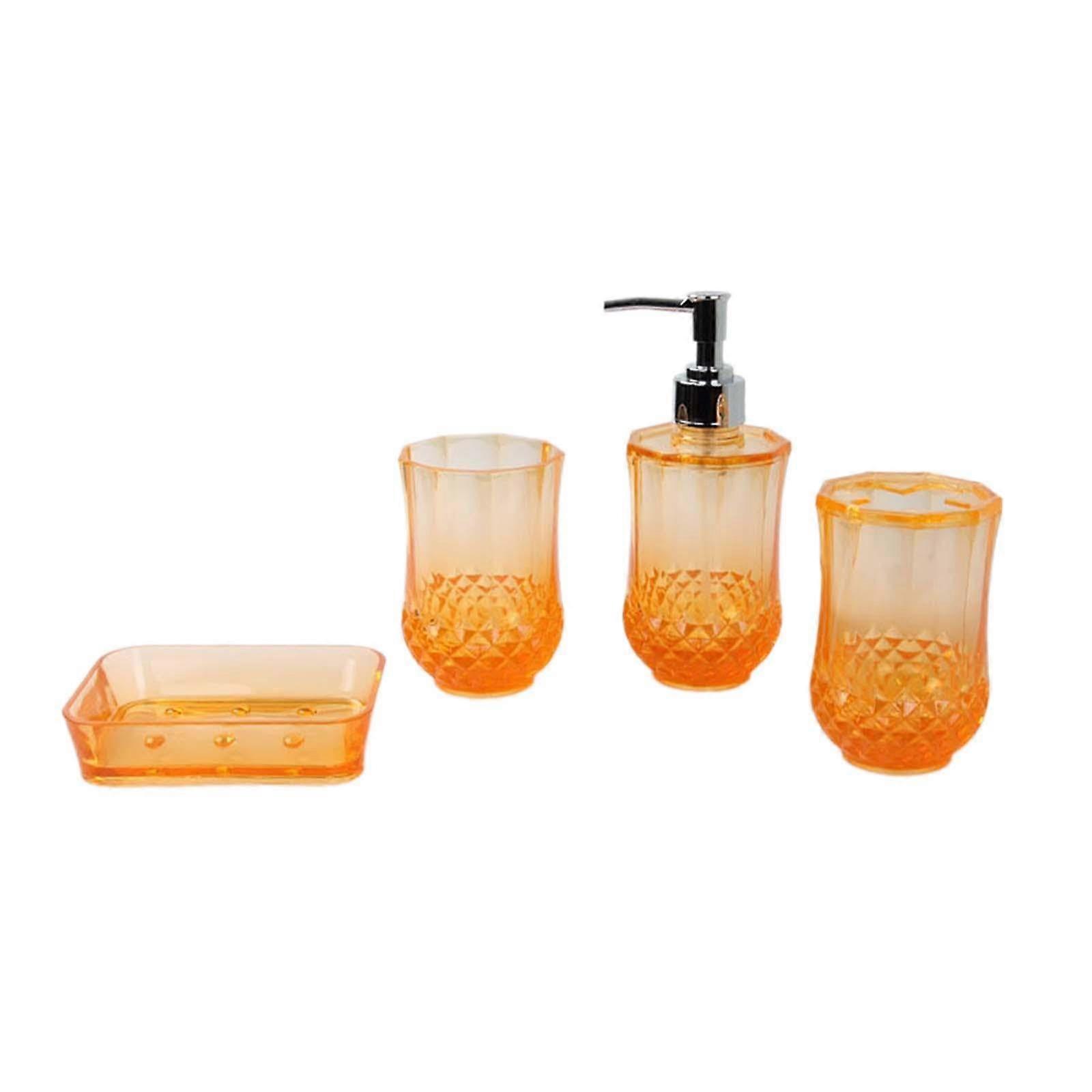 Acrylic Toothbrush Holder Soap Dispenser Set for Bathroom Countertop, Clear, Modern Design, Durable Material