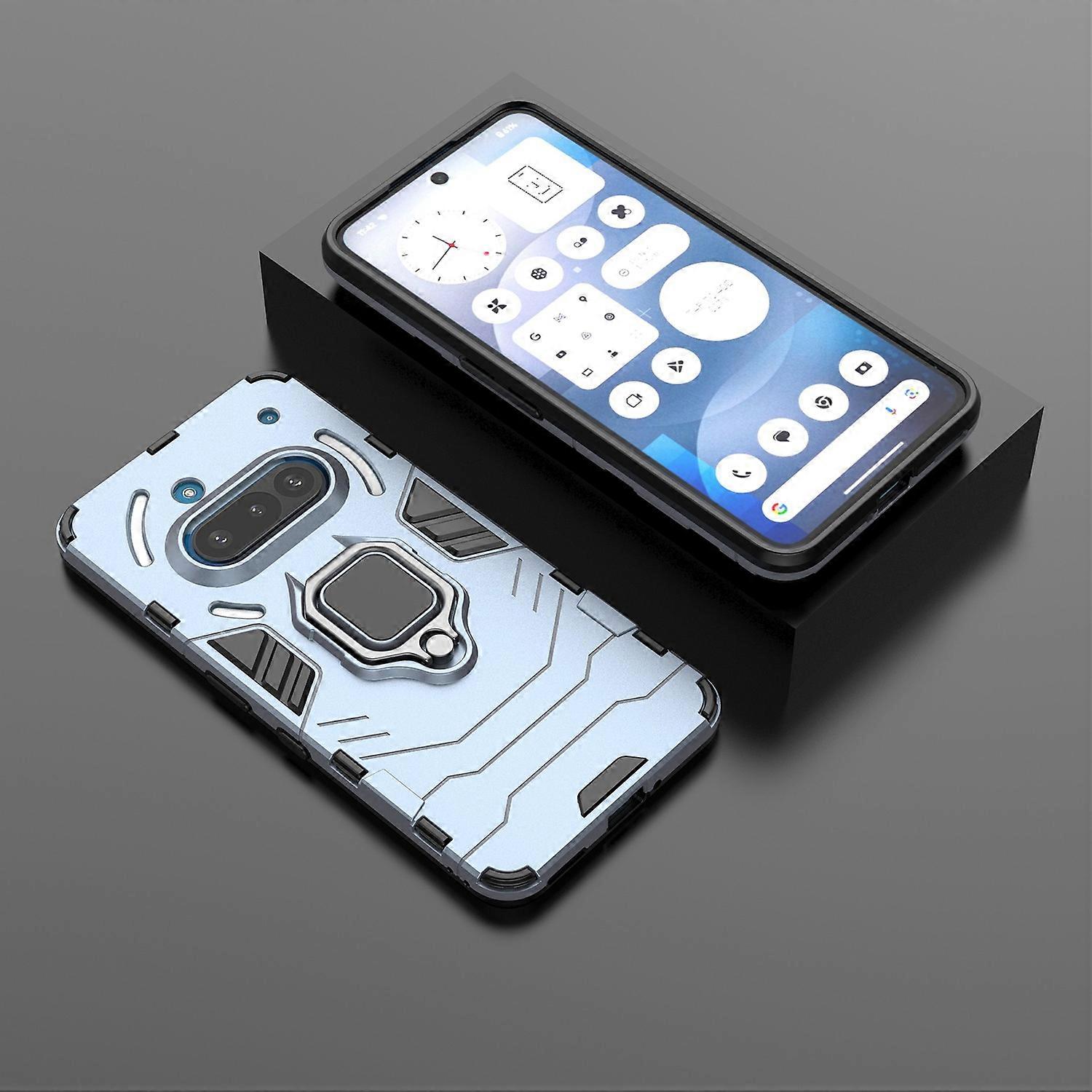 SATURCASE Custodia Per Xiaomi Pocophone F1 - Ibrida 2 Strati (PC + Silicone) Con Anello Metallico E Supporto Magnetico - Antiurto - 2