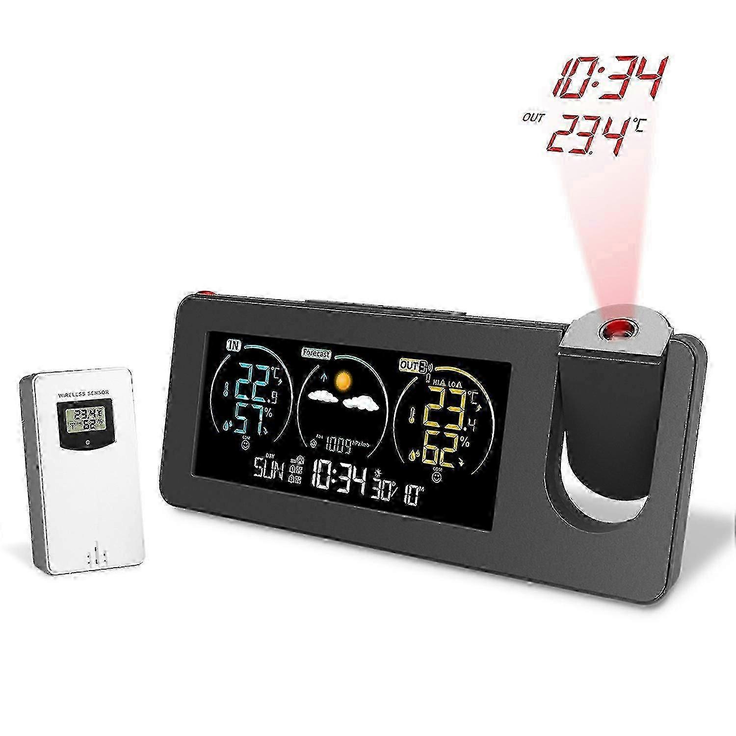 ZX3538 Electronic Projection Clock Weather Station Temperature Humidity Color Screen