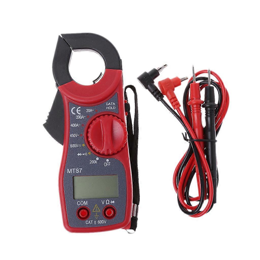 LCD Digital Voltmeter Ammeter Ohmmeter Multimeter Volt AC for DC Tester Clamp Me Red