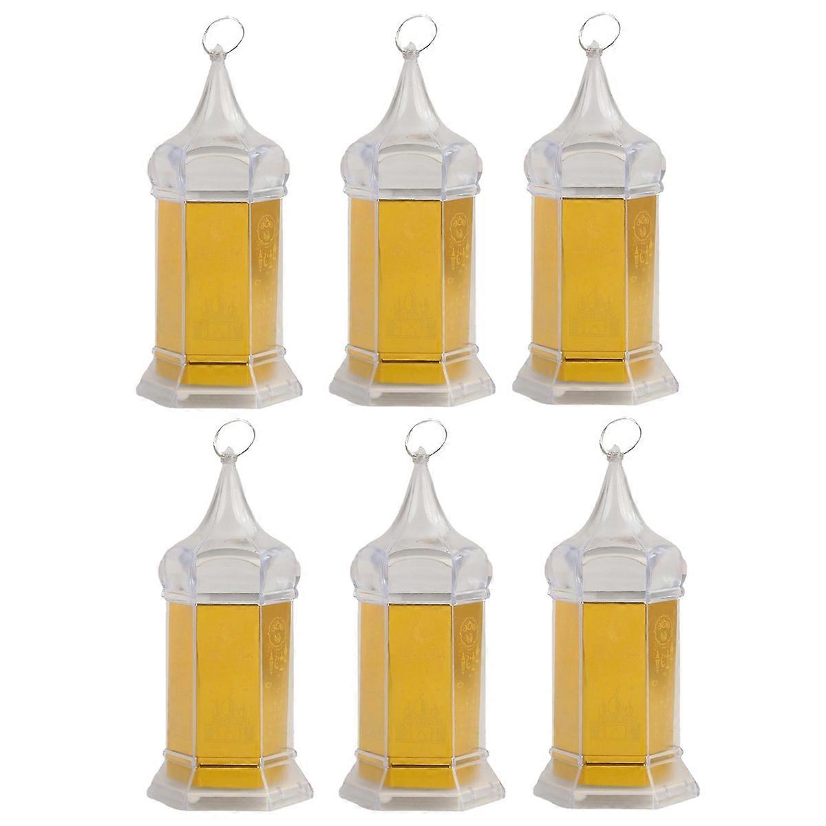 Ramadan Candle Lantern Lights, 6.1 Inch Gold Mini Lantern Lights