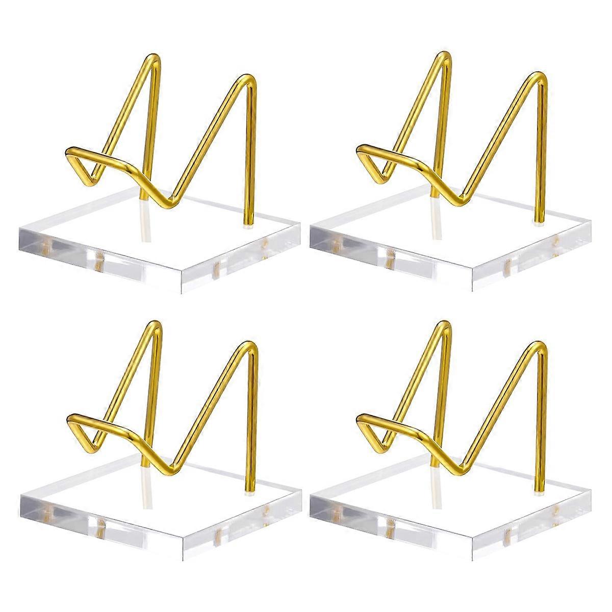 4 Pcs Acrylic Display Stand with Gold Metal Arms Display Pedestal