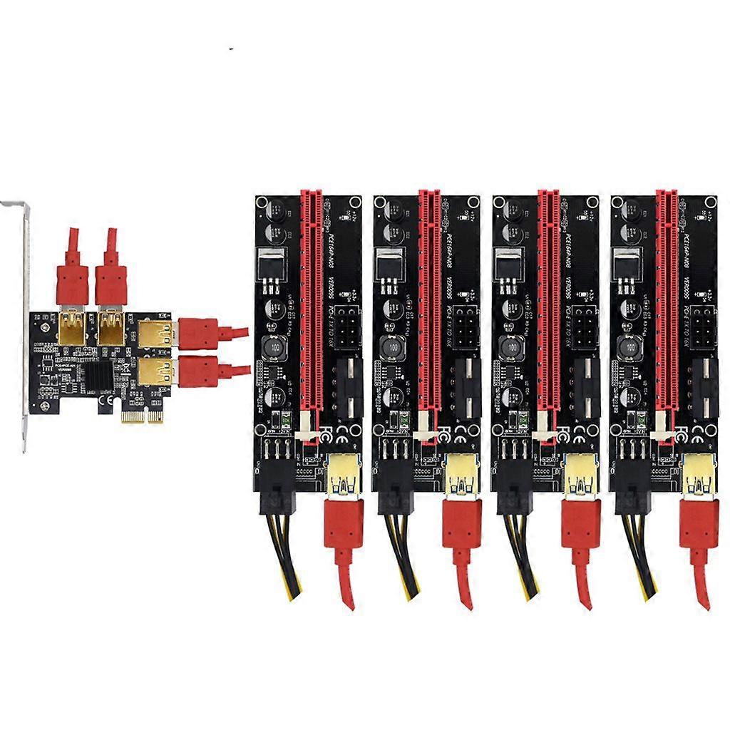 PCI-E 1X to 4 PCI-E Adapter Card 009s PCIE to PCI for Express Riser 4 USB3.0 Cab