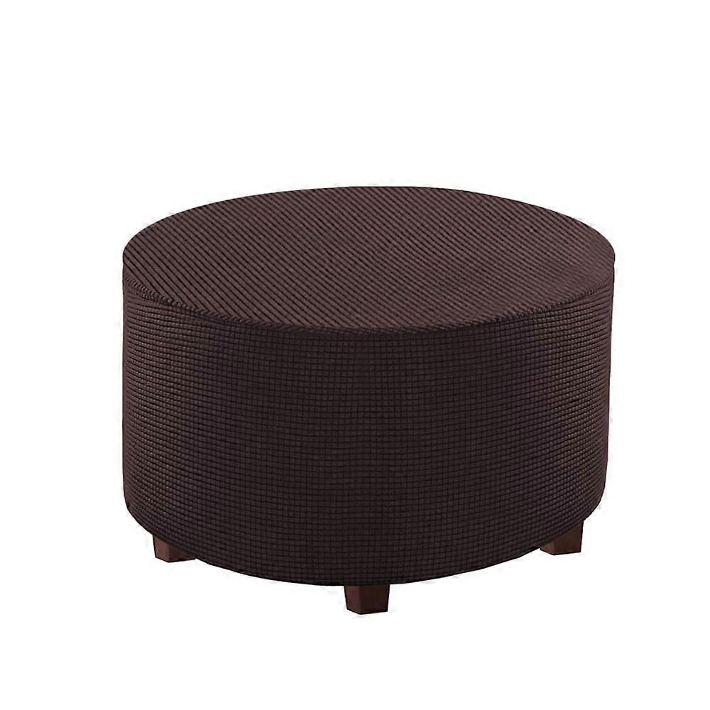 Ottoman Slipcover Stretch Textured Machine Washable Jacquard Fabric Footstool Protector Covers Elastic Bottom Feature Medium Size