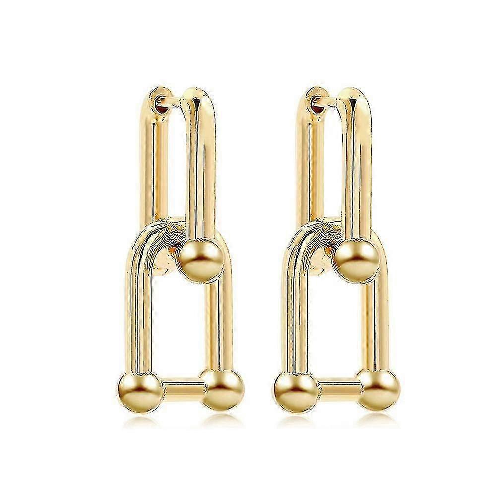 Mujer forma de U Pin Link Cadena Pendientes Pendientes Regalos