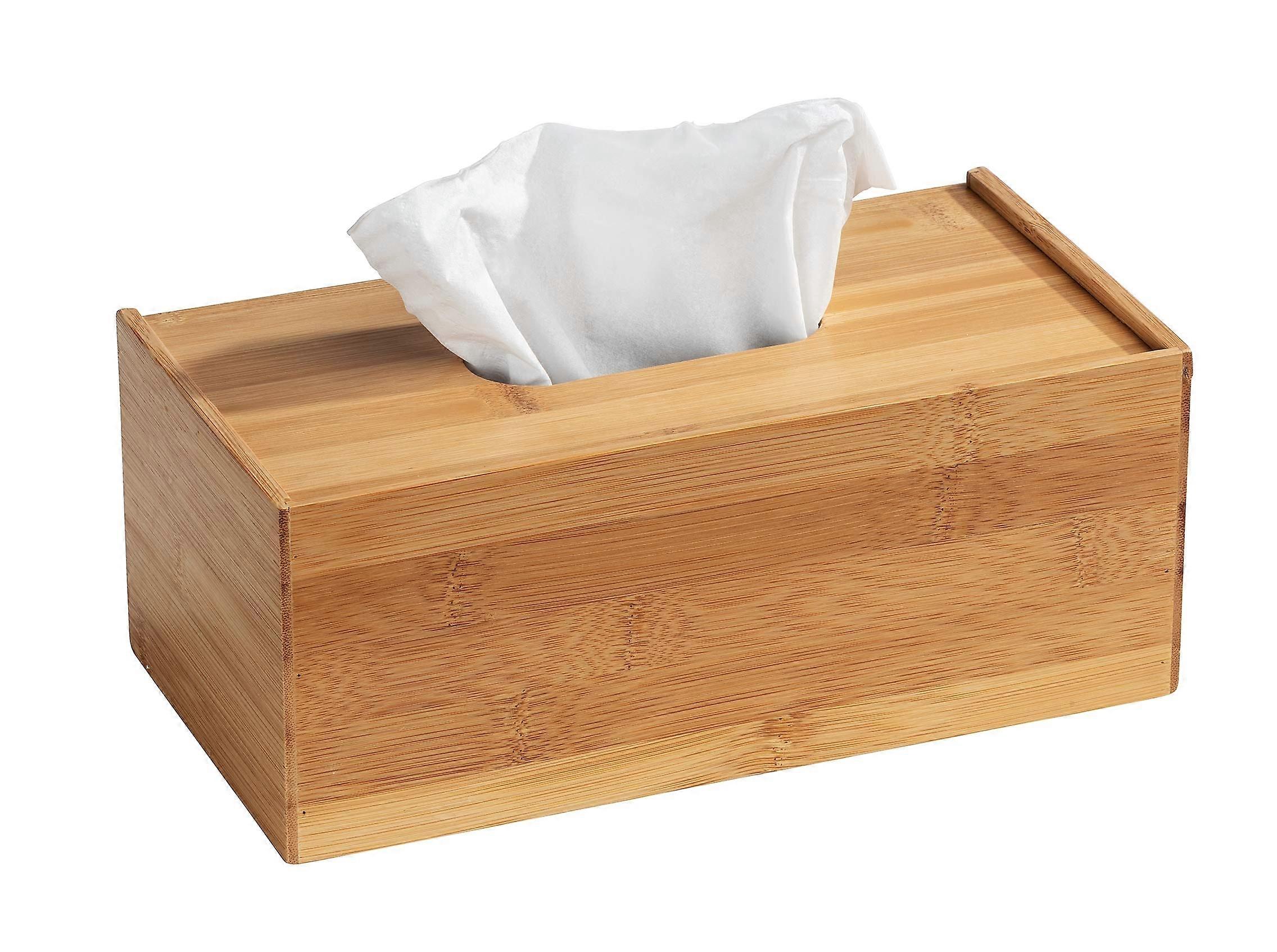 Terra Bamboo Storage Box with Lid - Brown Bath Basket, 3 Compartment Organizer, Large Bamboo Container