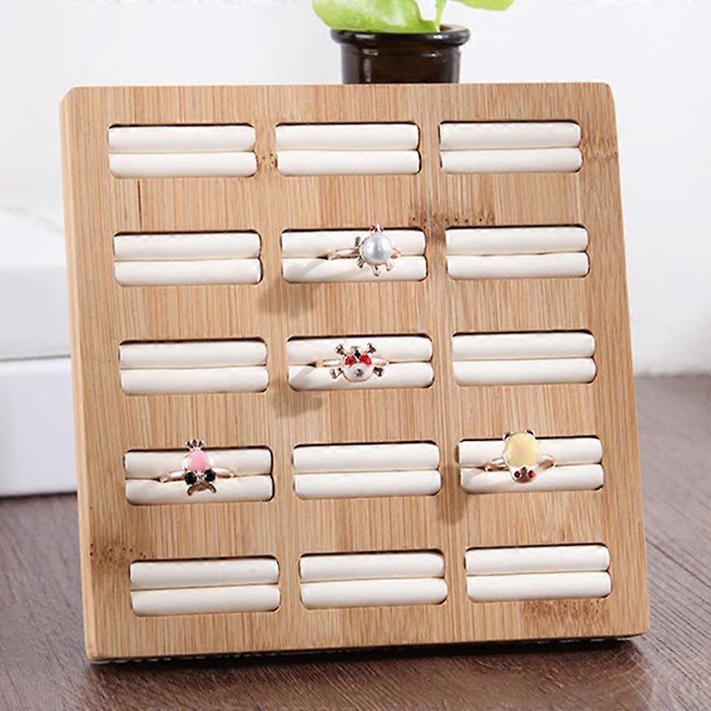 Ring Display Showcase with Insert Liner Jewelry Organizer 15 Slots White