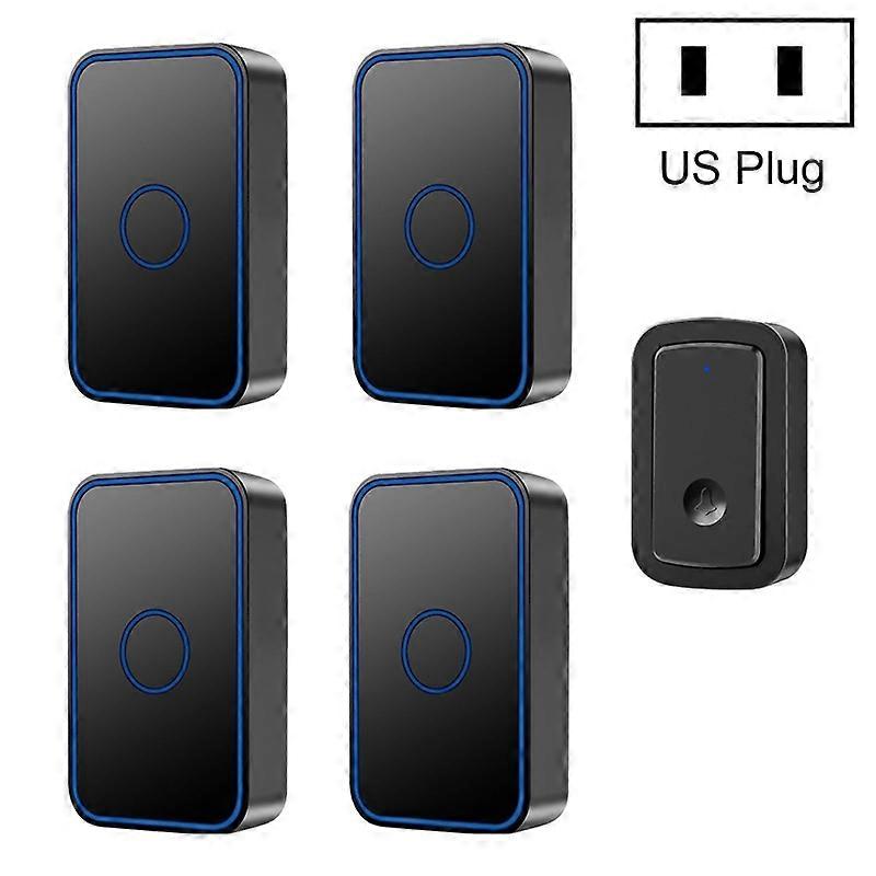 CACAZI A19 1 For 4 Wireless Music Doorbell without Battery, Plug:US Plug 1 For 4 US