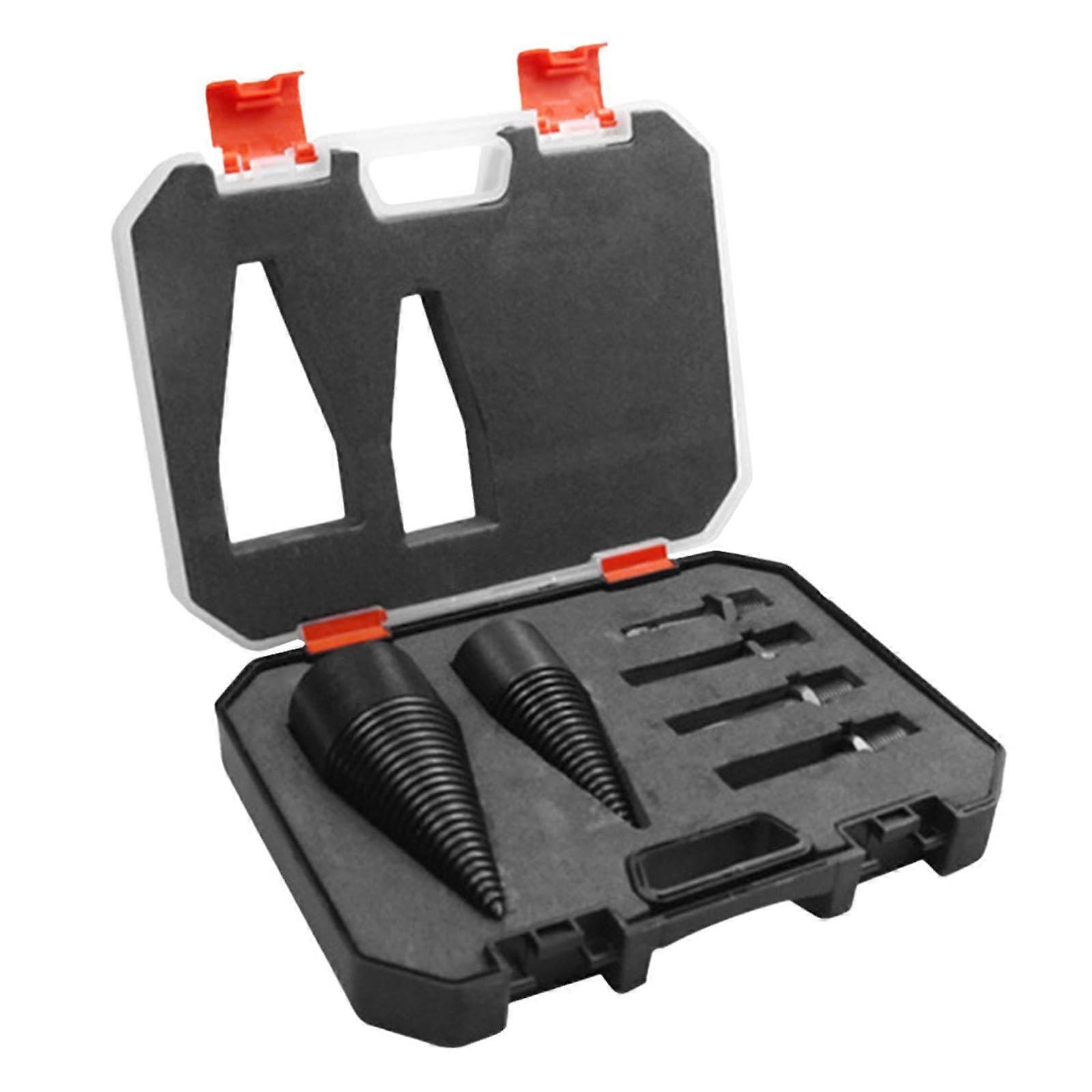 6 Splitting Bits for Logs with Cone Driver, Durable Steel, Compatible with Corded and Cordless Drills, 2-Inch Size