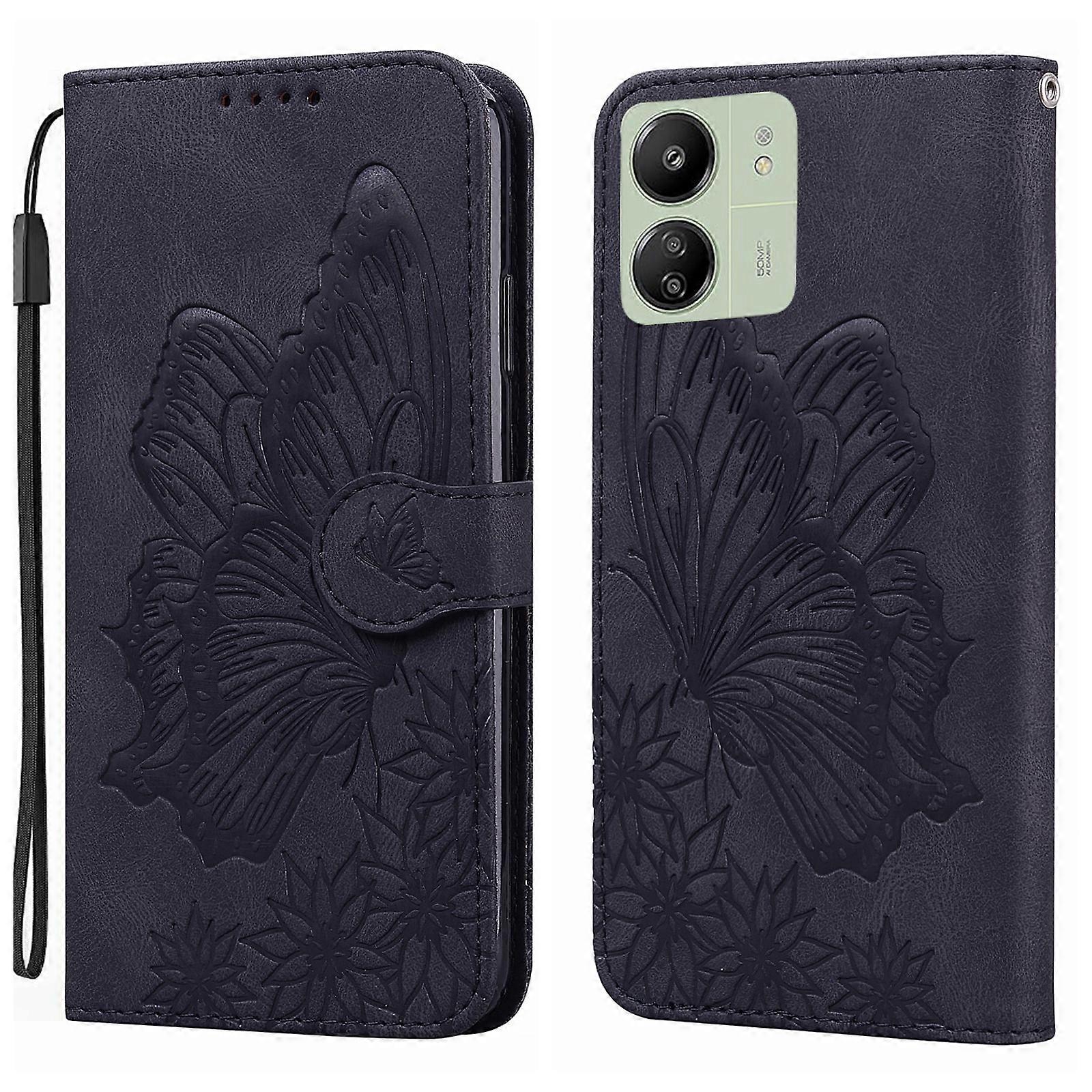 Retro Skin Feel Butterflies Embossing Horizontal Flip Leather Phone Case