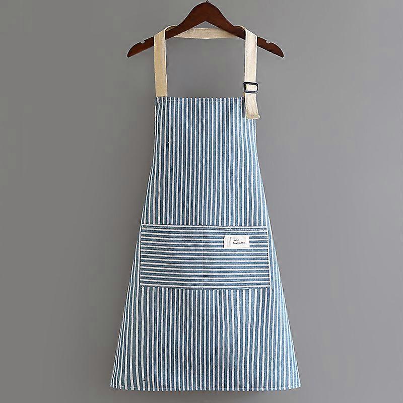 Sleeveless Apron Breathable Hanging Neck Apron Restaurant Special Cotton Linen Home Cleaning Kitchen Apron Vertical Stripe