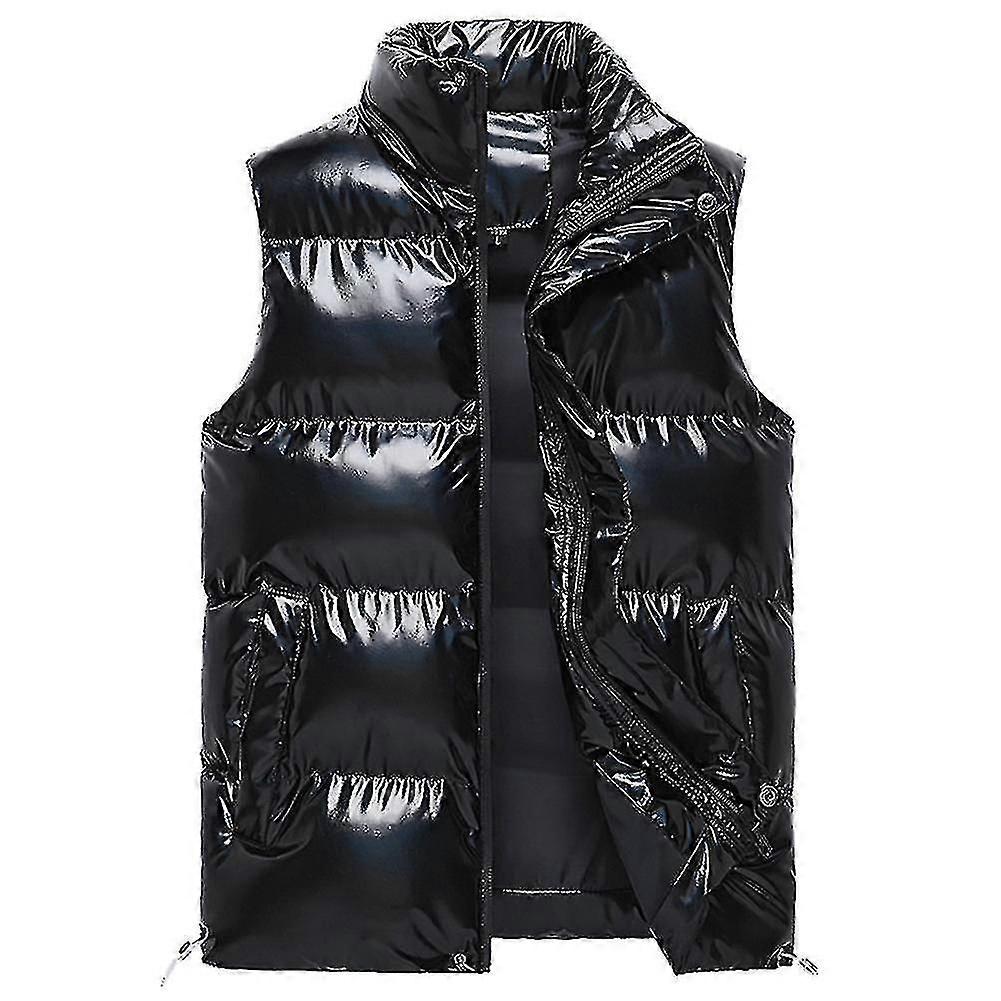 Mens Stand Collar Padded Shiny Vest