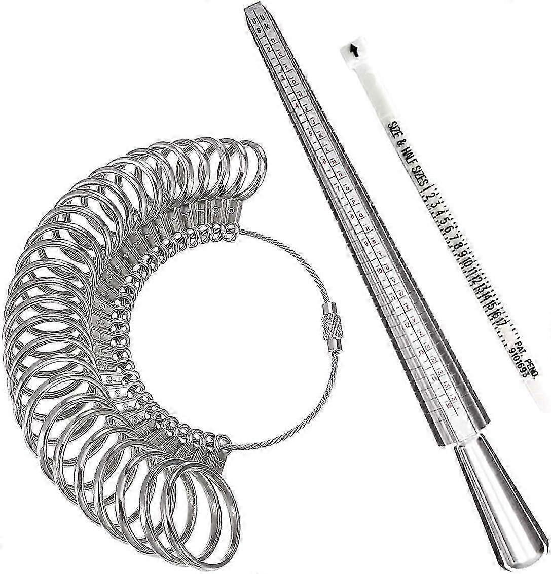 Ring Sizer Measuring Tool,Aluminum Ring Mandrel and Finger Gauges (Metal Ring Sizer Tool Set)