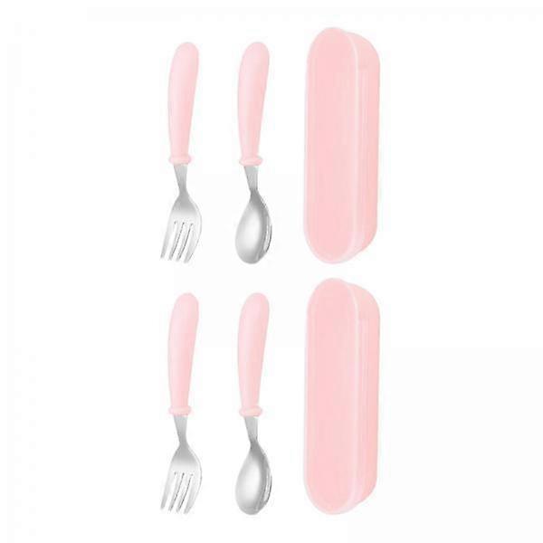 5x Baby Cutlery Set, Fork And Spoon, with Case, Travel Utensils Tableware, Snack