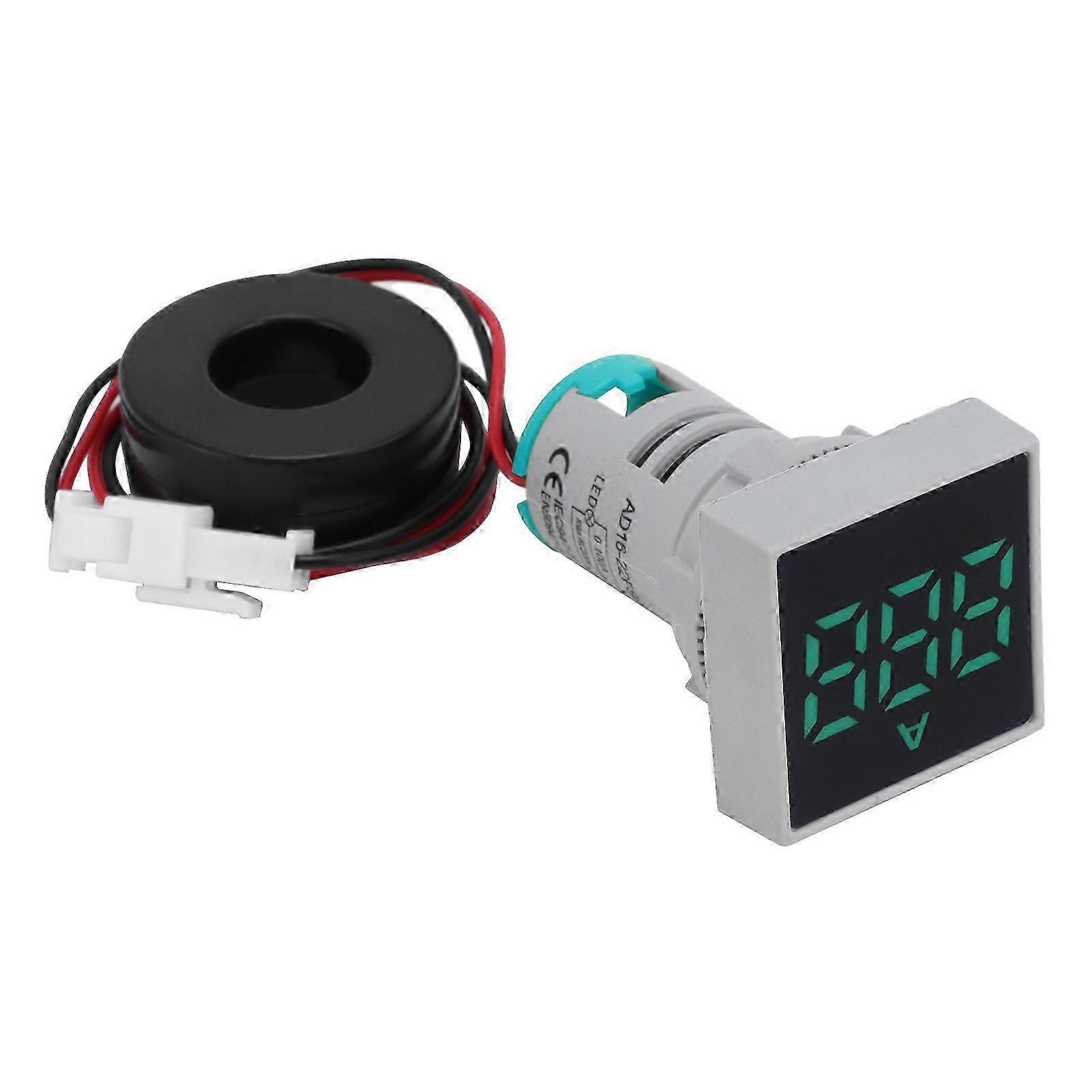 digital strømmåler matt panel amperemeter signalindikatorlampe AC 220V AD16?22FSAGreen-1