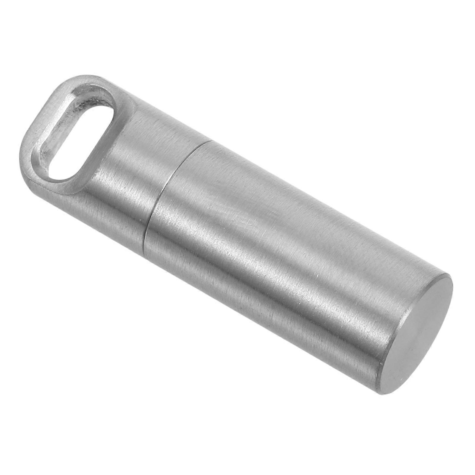 Stainless Steel Single Chamber Pill Case Keychain for Outdoor Travel – Lightweight, Moistureproof, Portable Pill Organizer with Keyring Design
