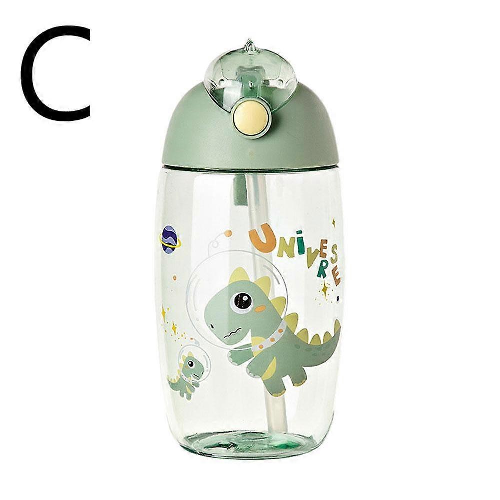 Cyan (C)$ New space cup for learning to drink, portable cup, anti-fall, straw cup for children, dinosaur water cup for learning to drink