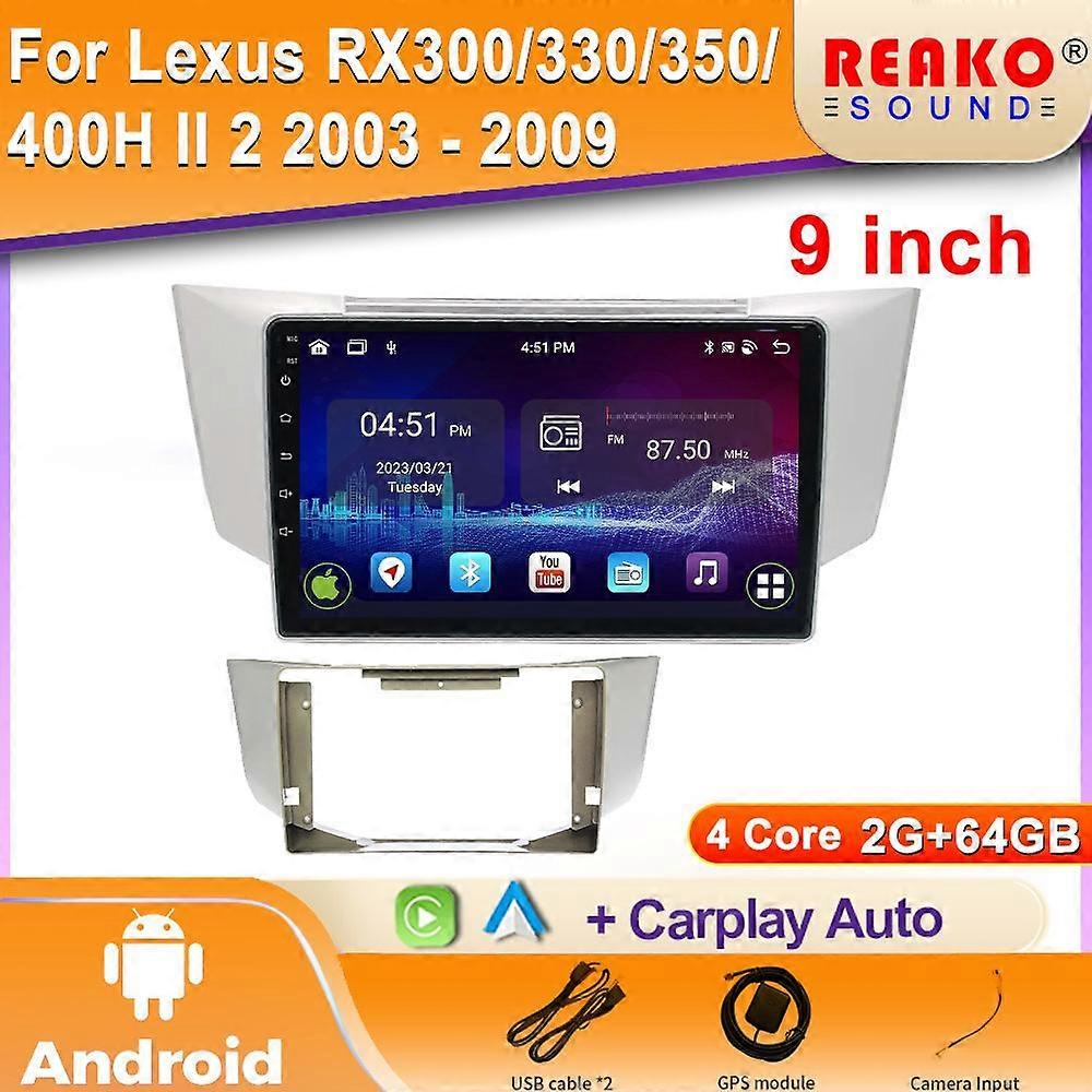 Apple Android For Lexus RX300 RX330 RX350 RX400H II 2 2003 - 2009 Car Radio Multimedia Video Player Navigation 4G GPS screen