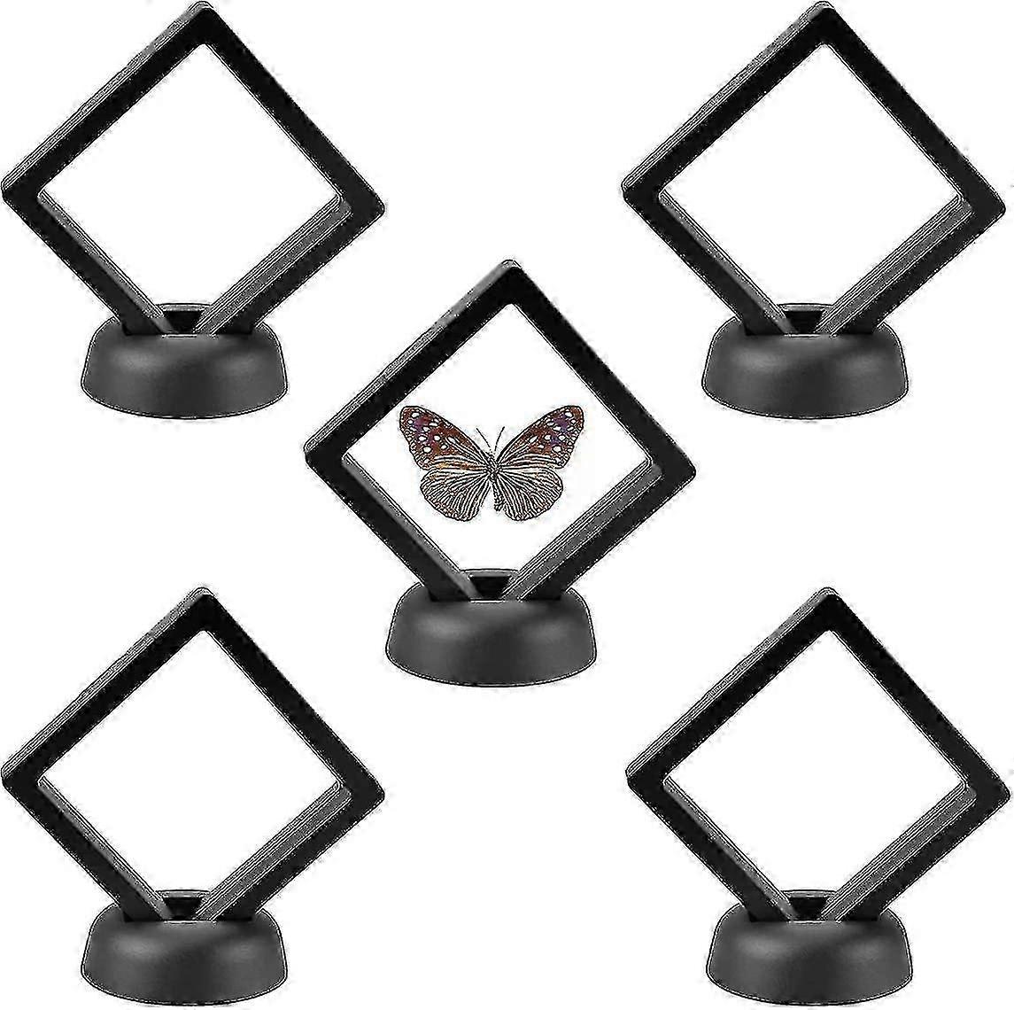 5 Stück transparente PE-Folie Schmuck Display Box, Münzhalter, 3D Stand Case