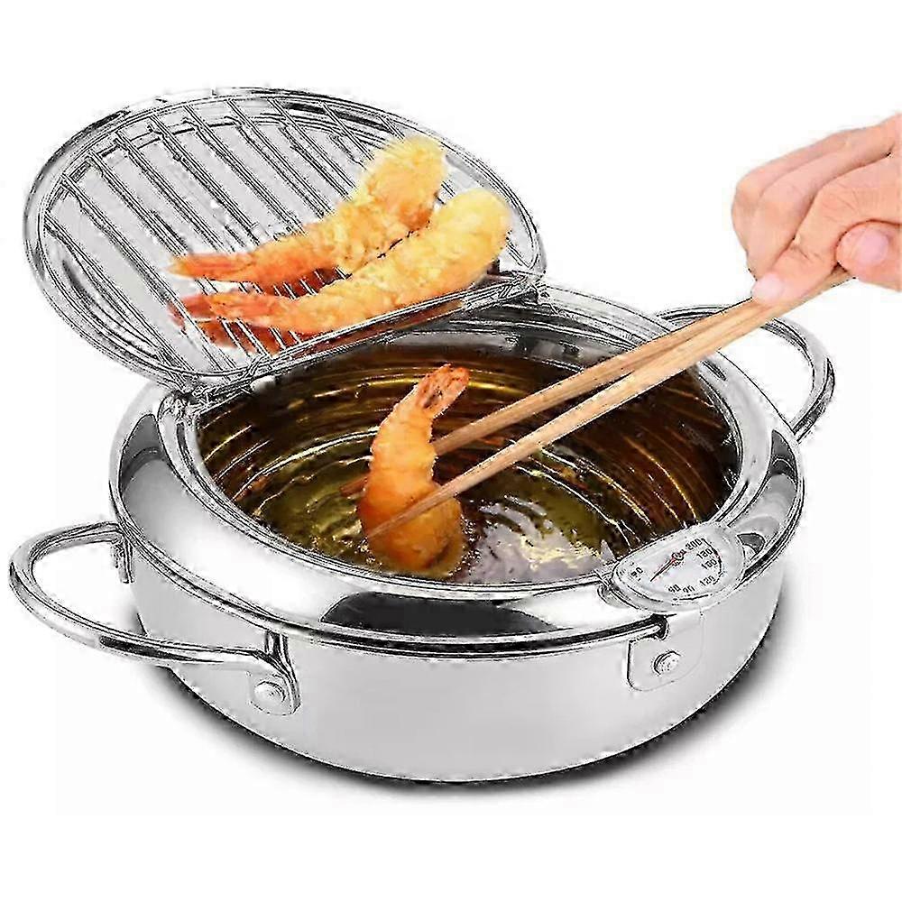 Japanese Tempura Fryer Mini Oil-Saving Deep Fryer with Temperature Control