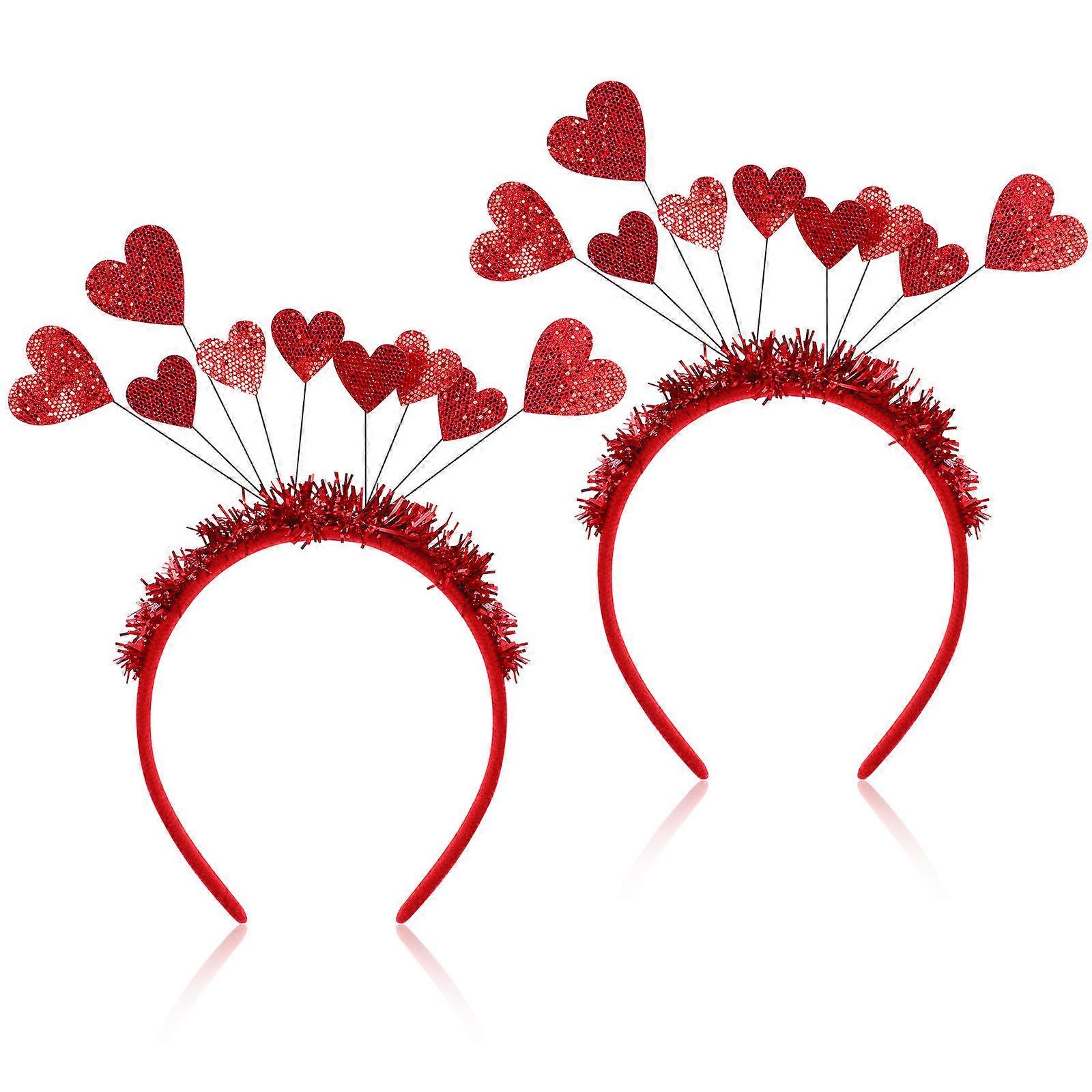 Valentine's Day Heart Sequin Hairbands Adorable Party Accessory for Celebrations, Weddings & Costumes Bright Red & Durable Design