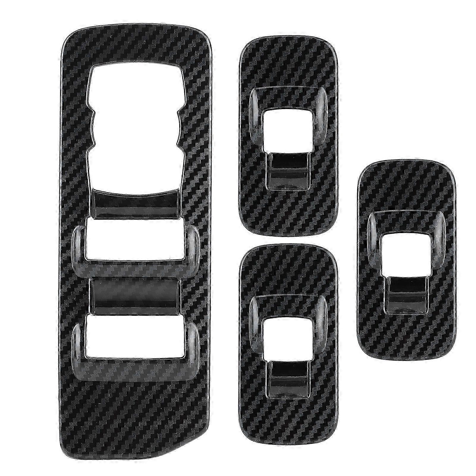 2025 4pcs Window Lift Adjust Panel Switch Trims Carbon Fiber Style Fit for Ford F150 2015‑2020