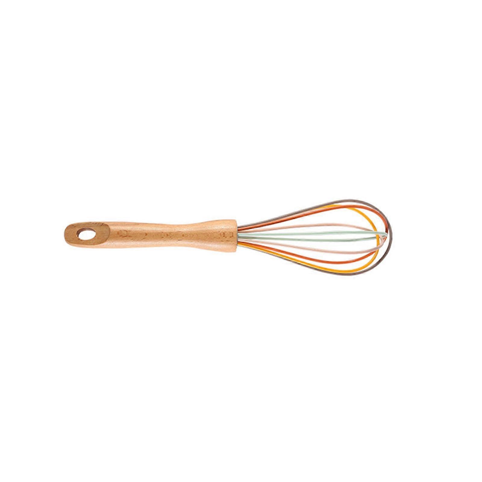 Egg Cooker, Manual Silicone Whisk with Wooden Handle, Egg Beater for Baking and Food Preparation, Kitchen Utensil