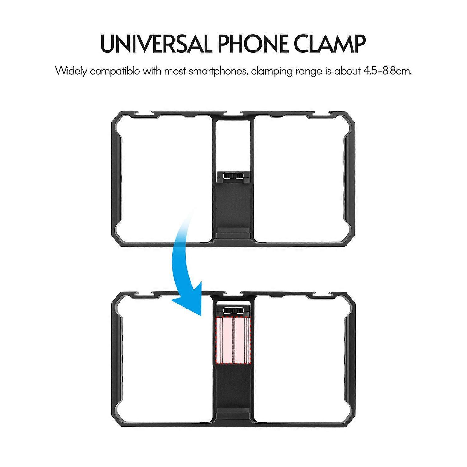 Andoer Smartphone Video Rig Cage - Vlog Grip with Triple Cold Shoe & Thread Mounts