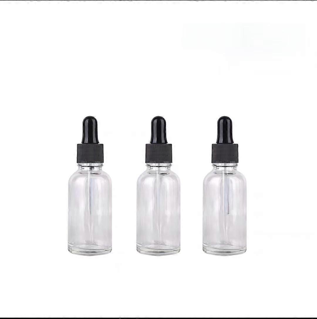 30ml Clear Glass Dropper Bottles - 2 Pack Round Boston Bottles with Glass Dropper for Essential Oils and Cosmetics