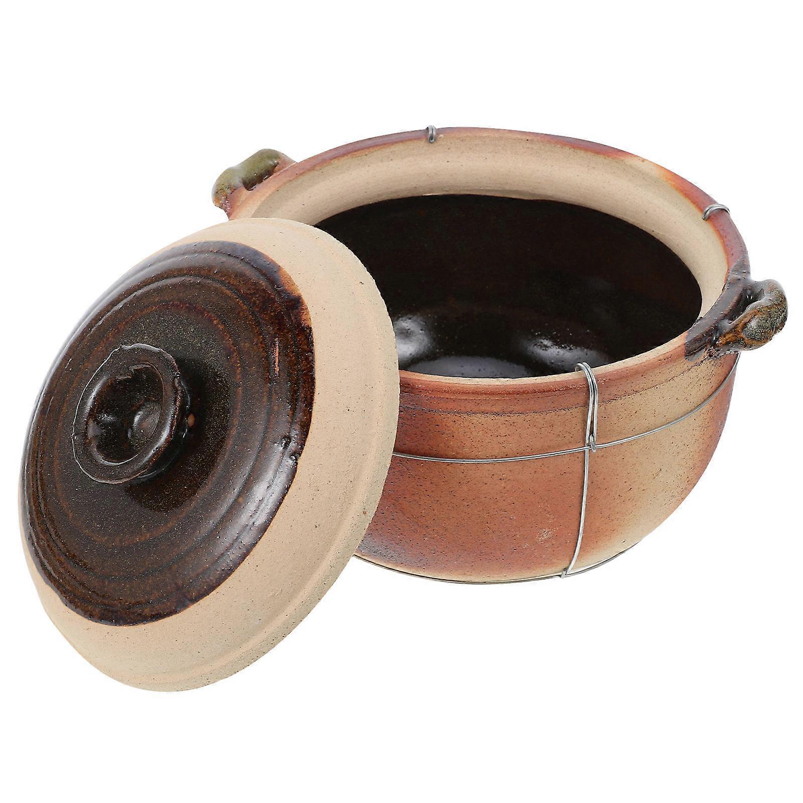 Ceramic Clay Pot with Lid – High Temperature Resistant Casserole for Stews, Soups, Stovetop & Oven Use – Easy to Clean, Excellent Heat Retention