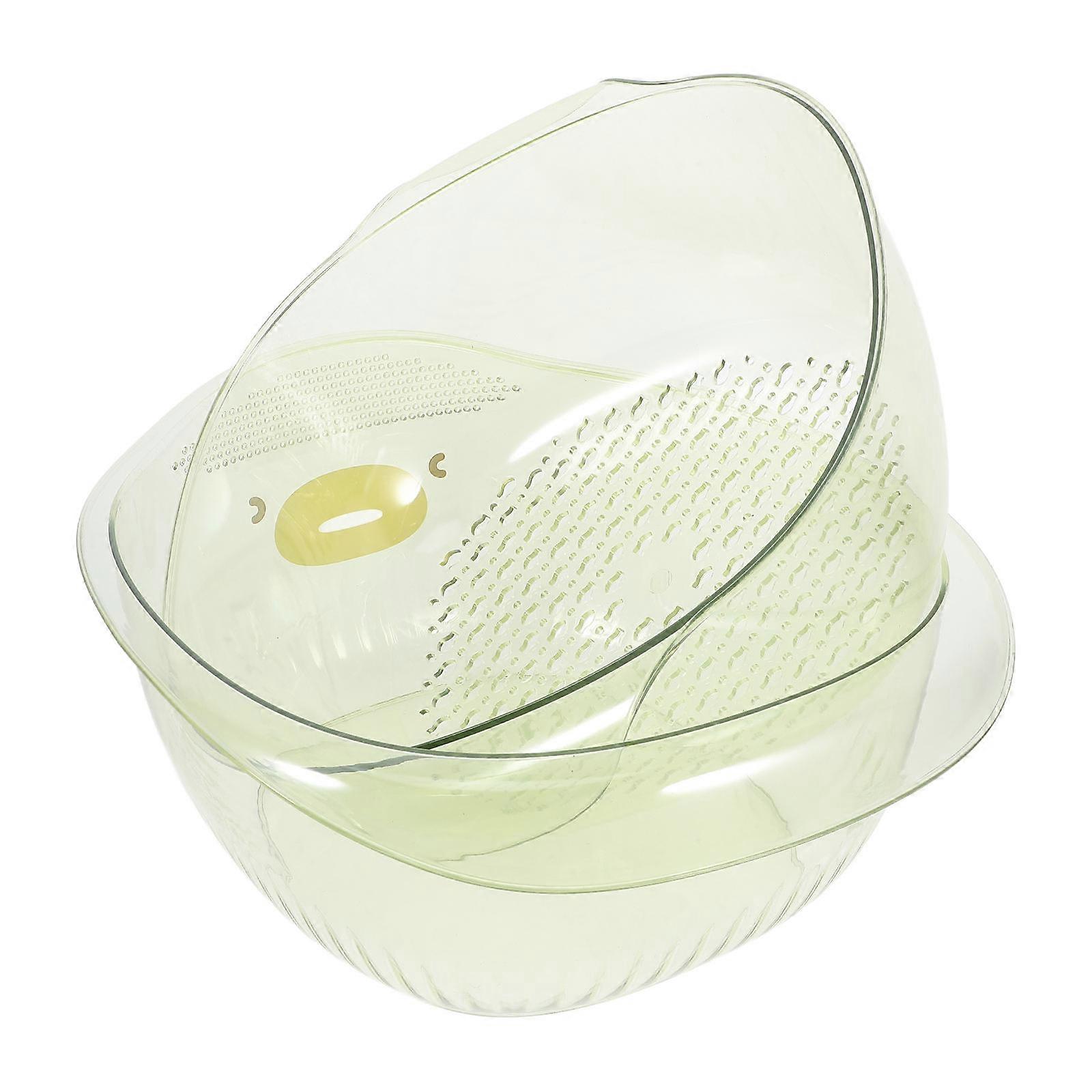 Colander For Kitchen Double Layer Vegetable Washing Basket Household Users Light Green 28.30X25.20X10.50CM Fruit and Vegetable Dual Use 1 Set