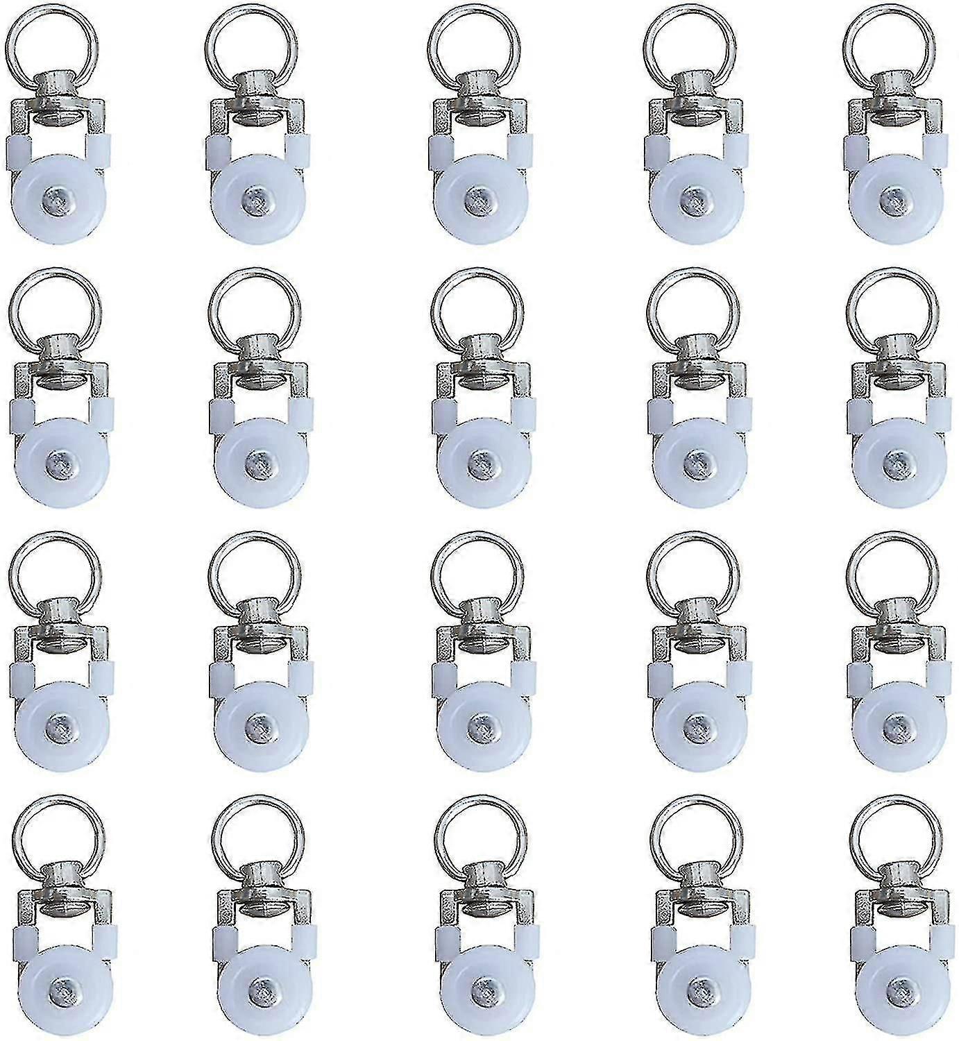 20pcs Silent Curtain Track Rollers with Pulley Wheels for Double Window Drapes Blinds Sliding System
