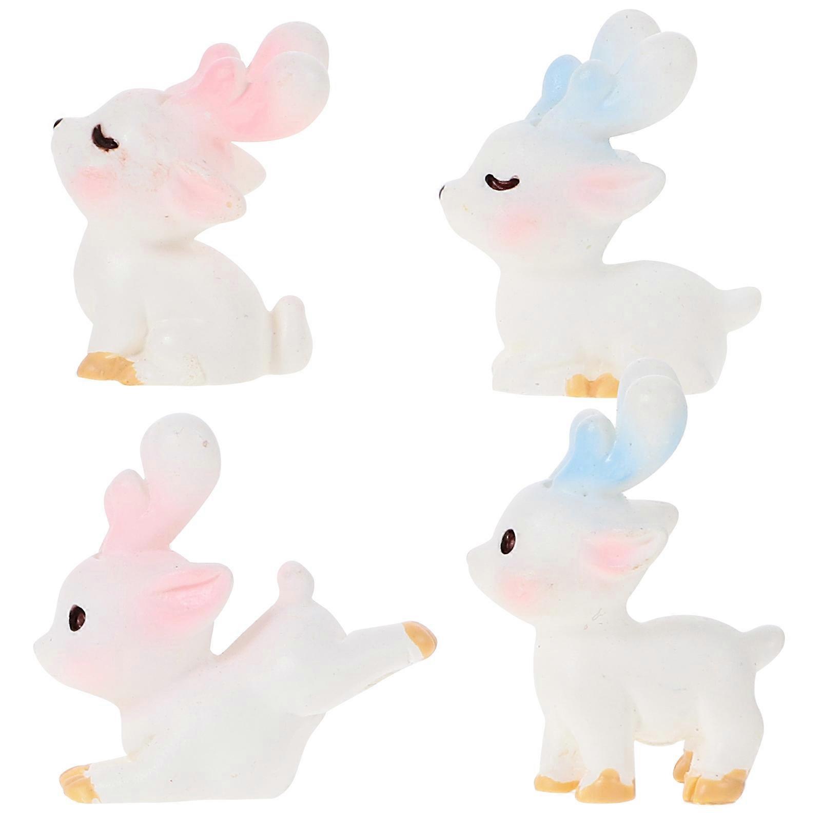Miniature Elk Figurines Micro Landscape Deer Shape Ornaments Assorted Color 2.20X1.90X1.40cm 12Pcs