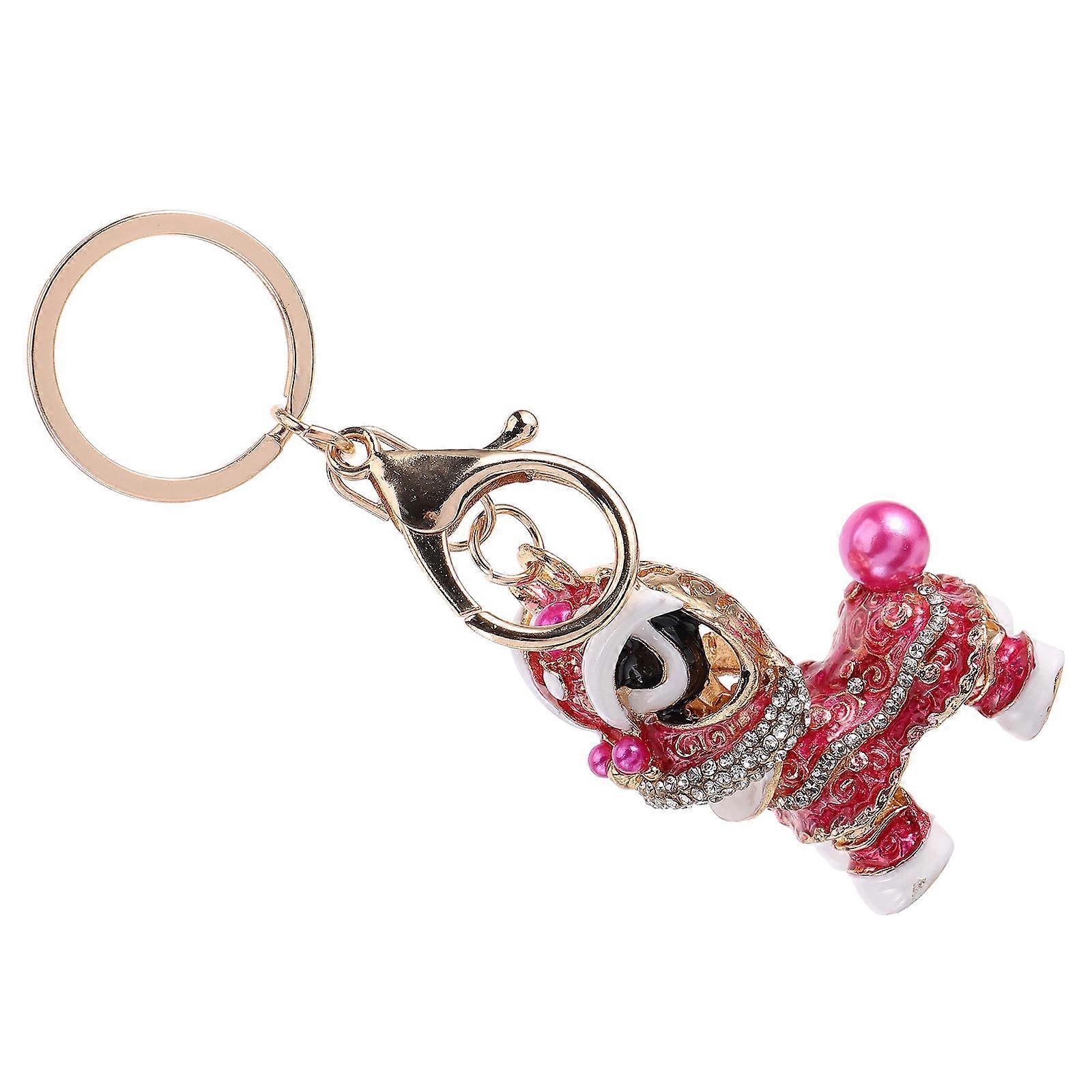 Lion Keychain Alloy Featuring Rosy Color and Fortune Symbol for Decoration Accessory
