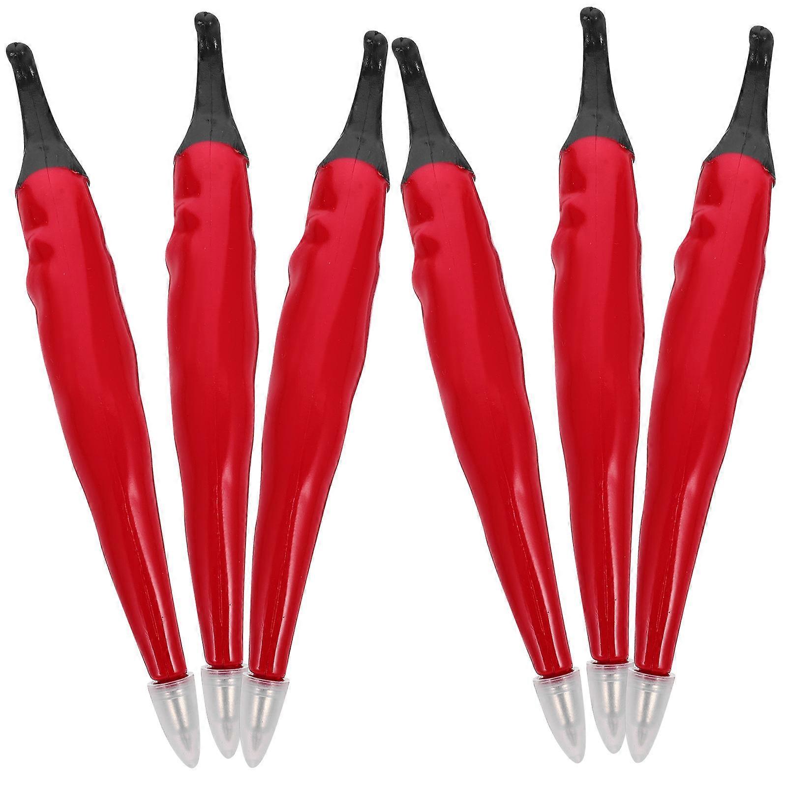 Creative Ballpoint Pens Vegetable and Pepper Design Magnetic Attachment 6Pcs