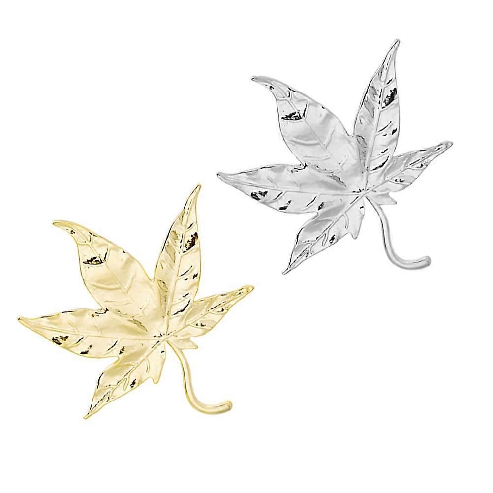 Decorative Pin Maple Leaf Brooch Wedding Accessory Alloy 2Pcs