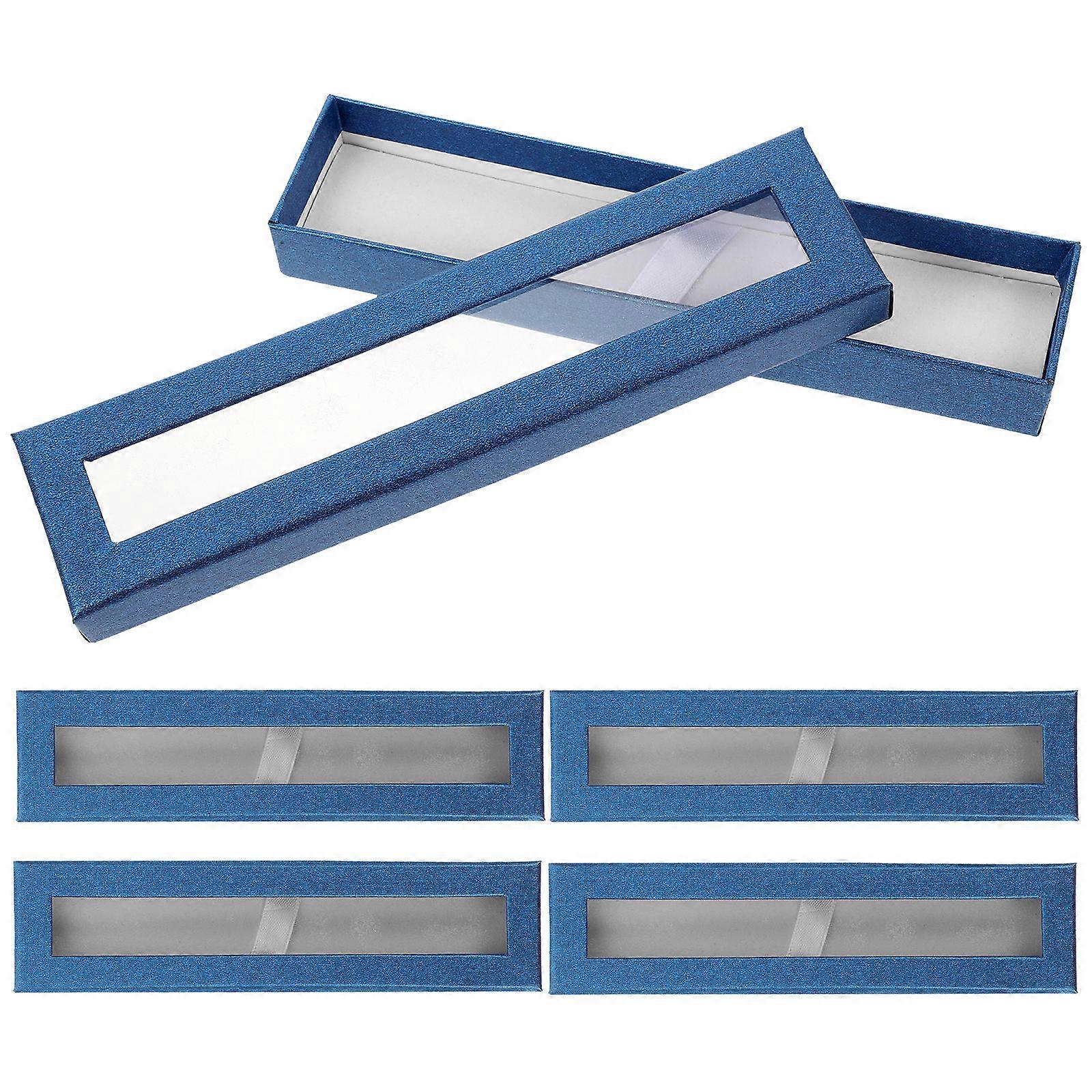 Pen Container Box Business Trips Suitable Blue Color Durable Paper Material 5Pcs